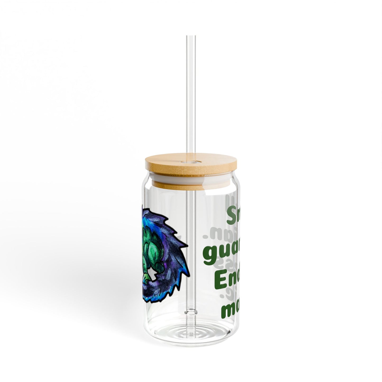 Chibi Arlathia the Hedgehog- Endless Magic- Green Creature Drawing - Cute Animal Illustration- Glass Tumbler, 16oz