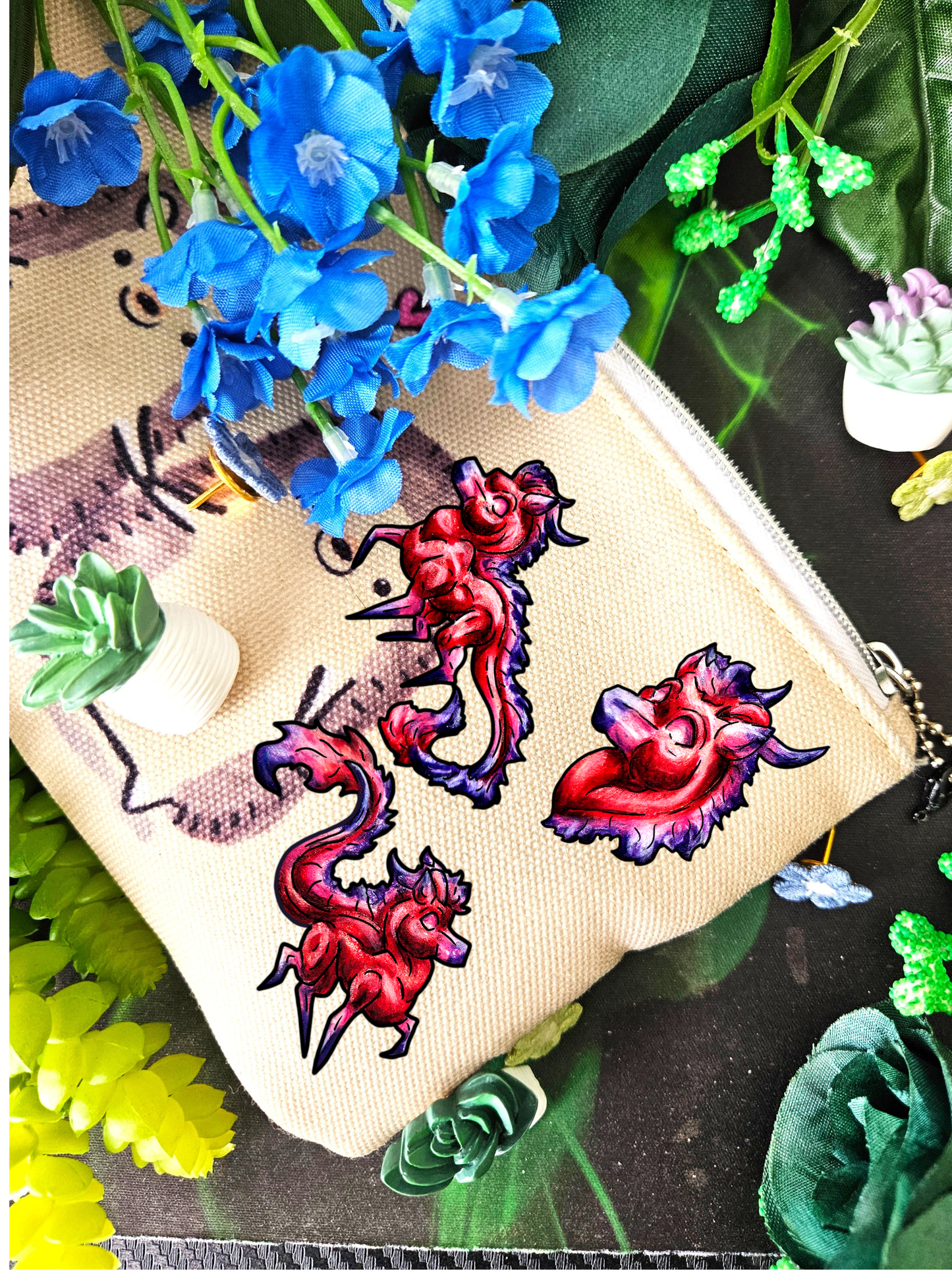 Myer- Crimson Kirin– Red Fantasy Chibi Kirin –Chibi Kirin Pins– Mythical Creature– Kirin Lover Gift- Shrink Pin 3pk