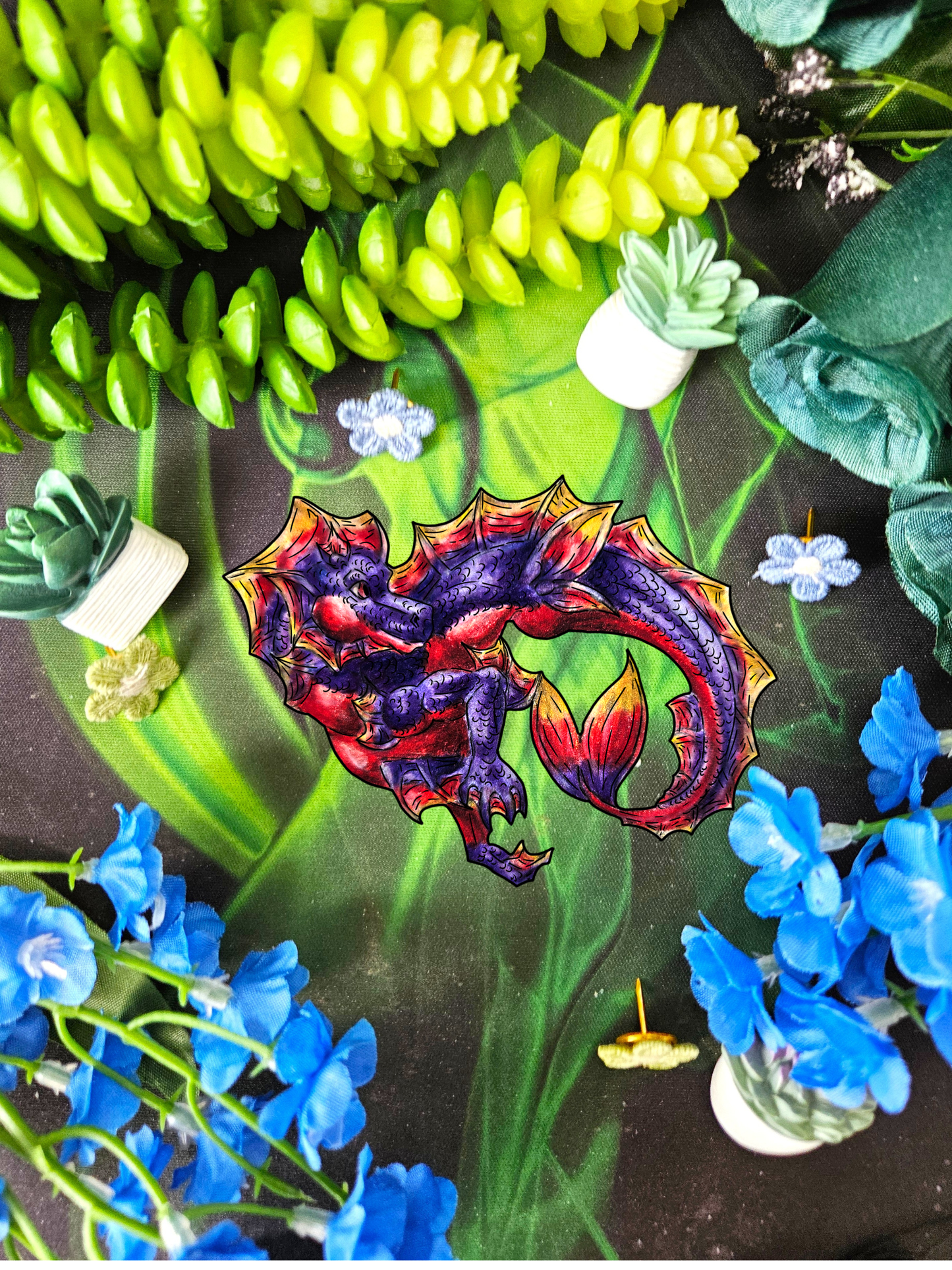 Baby Sunset Hippocampus- Vibrant Ocean Fantasy Art- Marine Fantasy Illustration- Body Sticker