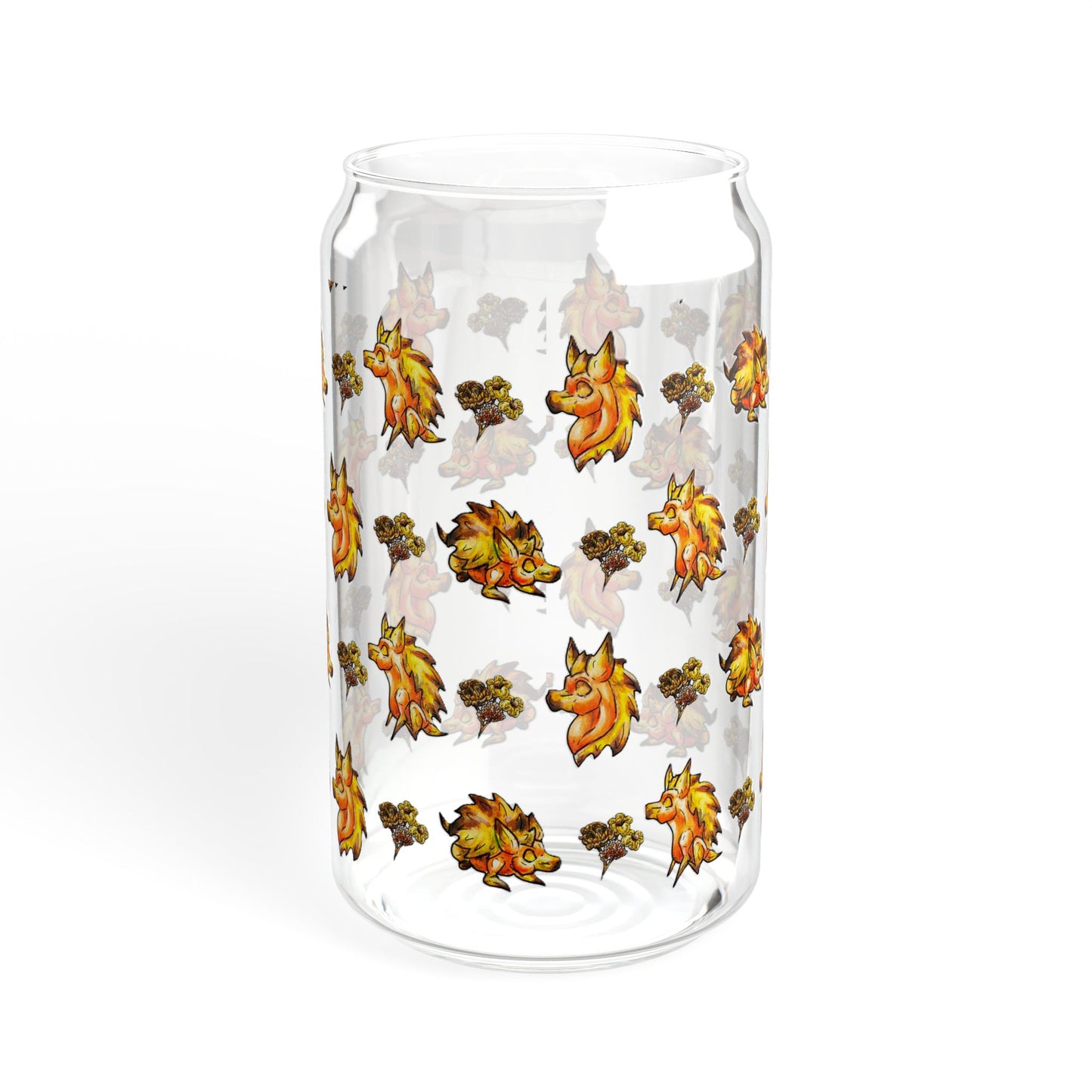 Minis Aster the Fall Hedgehog Pattern Sipper Glass, 16oz