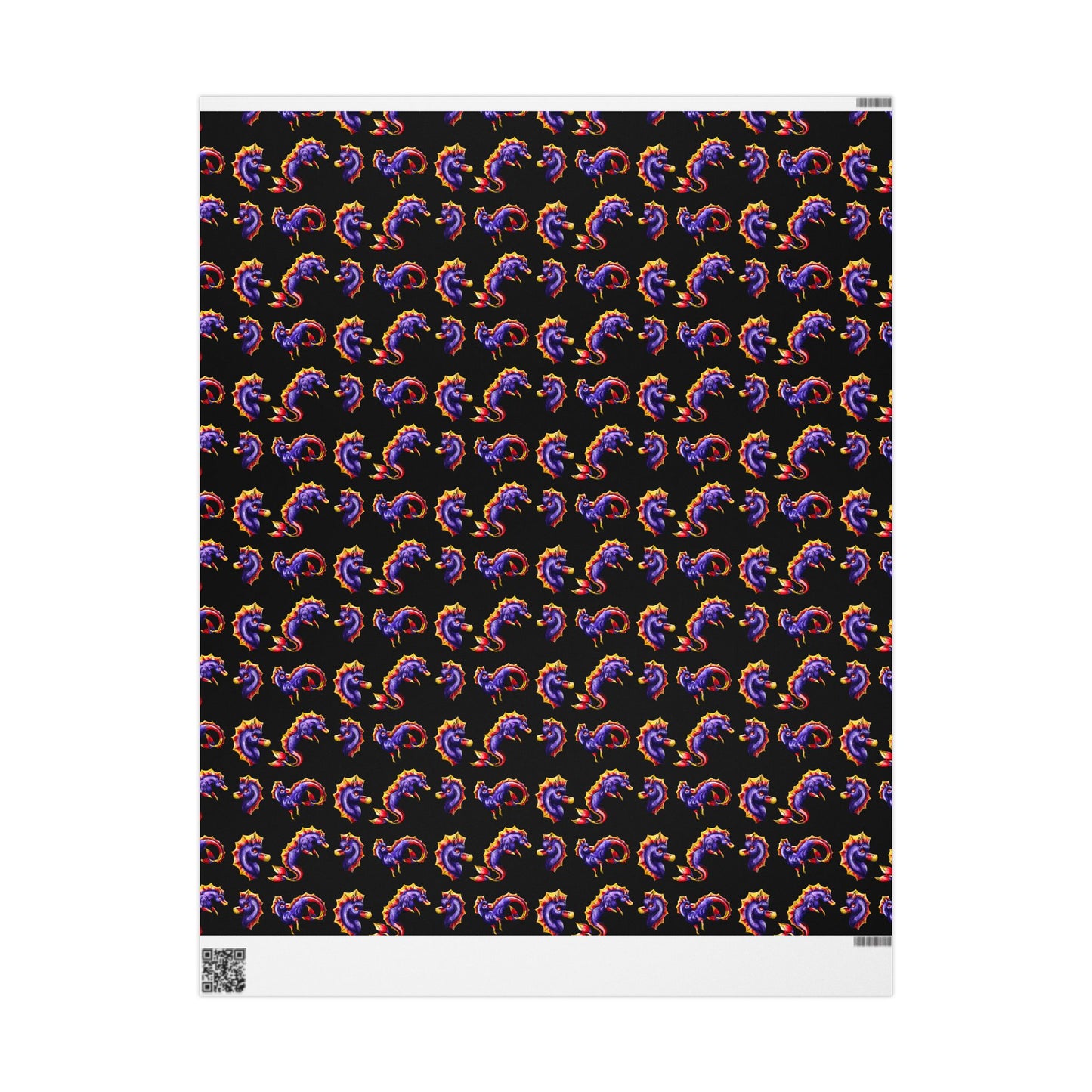 Chibi Sunset Hippocampus- Pattern- Marine Fantasy Illustration- Fantasy Ocean Art- Wrapping Paper