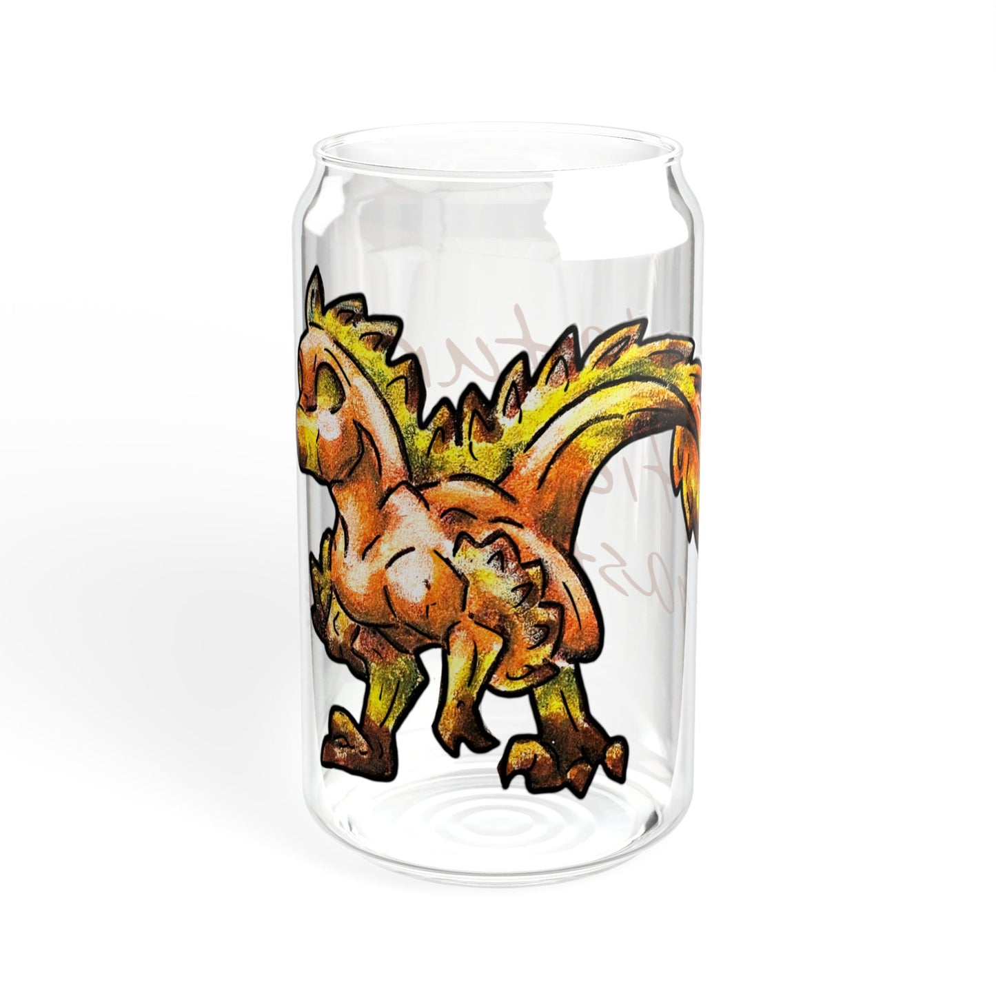 Chibi Caena the Raptor- Mastepiece- Dinosaur art- Prehistoric- Glass Tumbler 16oz