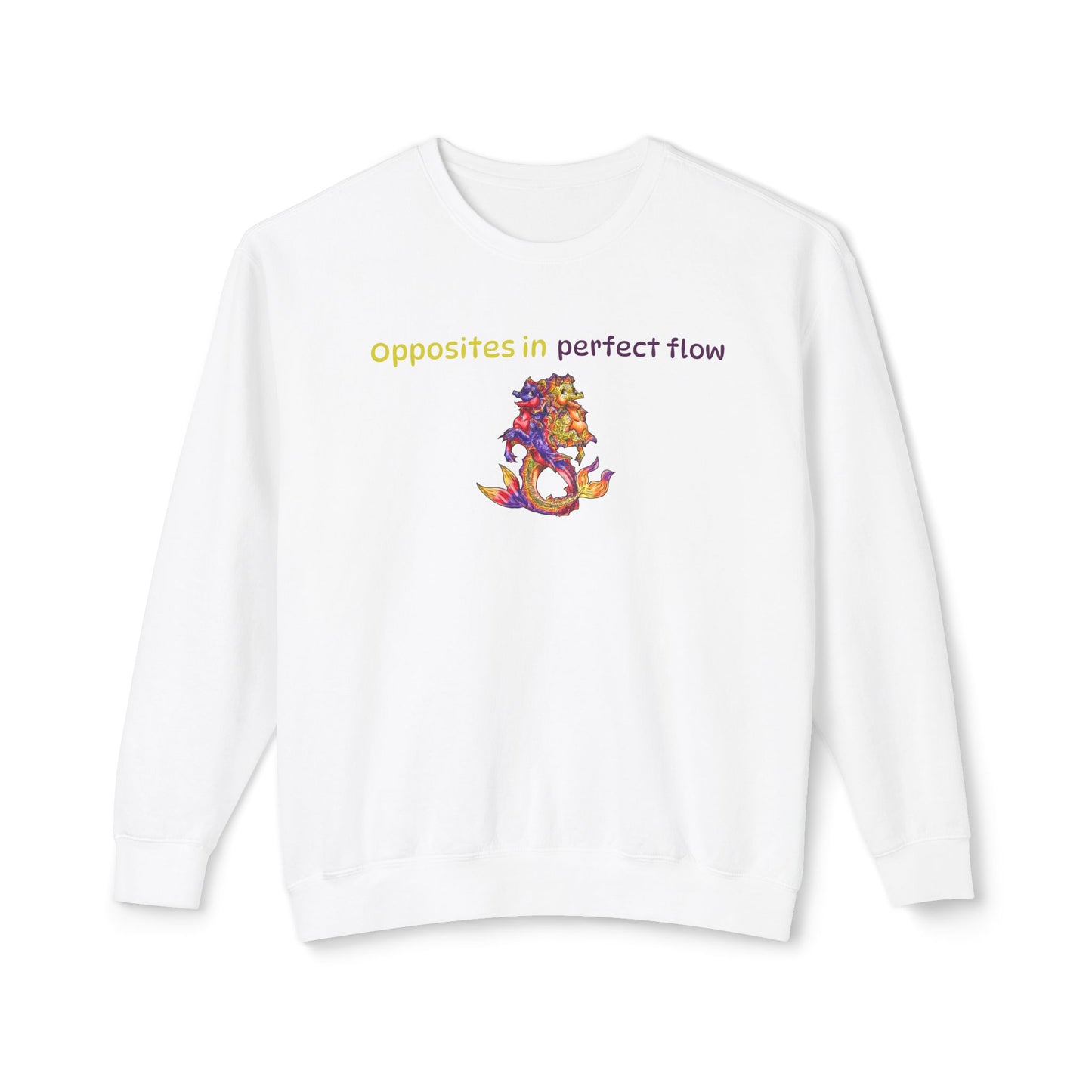 Baby Dual Hippocampus – Opposite Flow-Dual Ocean Fantasy Art – Hippocampus Pair- Unisex Crewneck