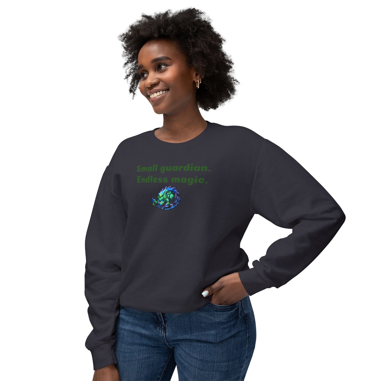 Chibi Arlathia the Hedgehog- Endless Magic- Green Creature Drawing - Cute Animal Illustration- Crewneck