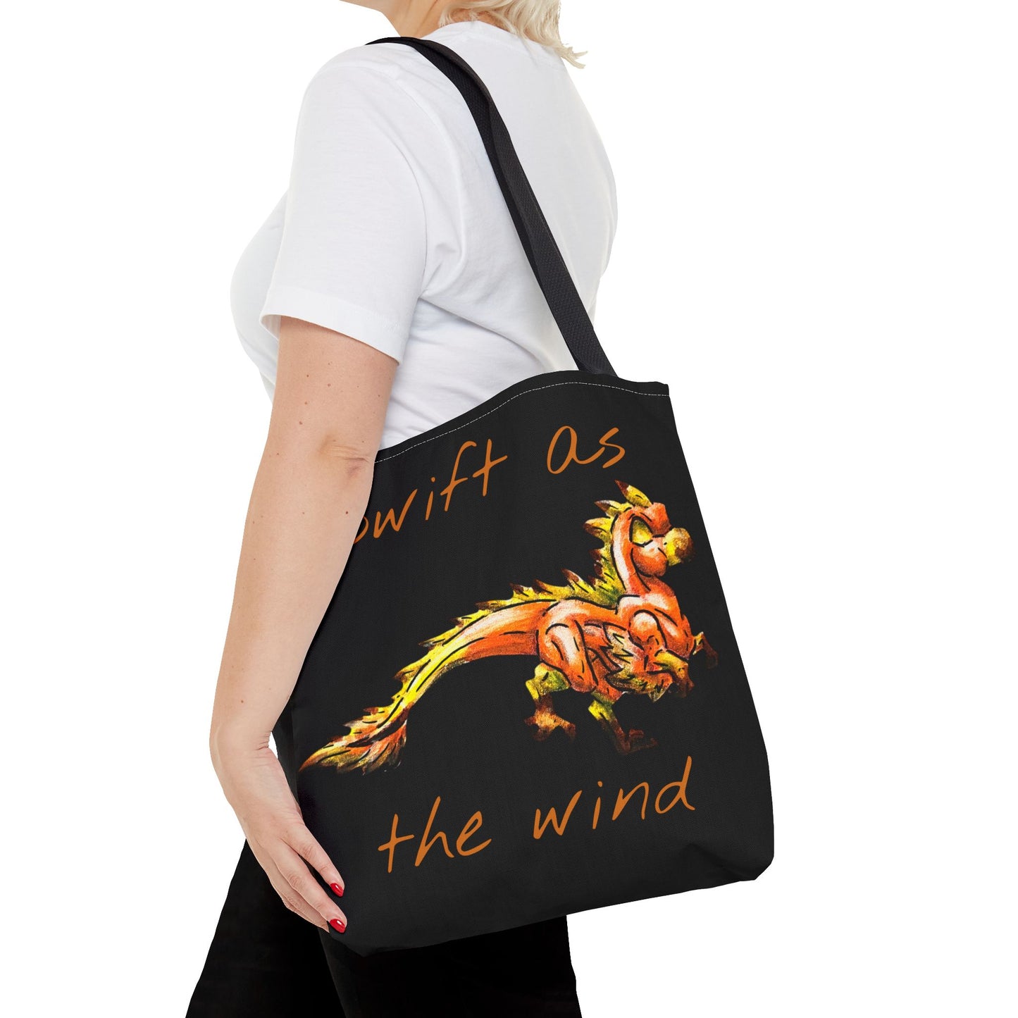 Chibi Caena the Raptor- Dinosaur art- Prehistoric- Two-toned Tote Bag