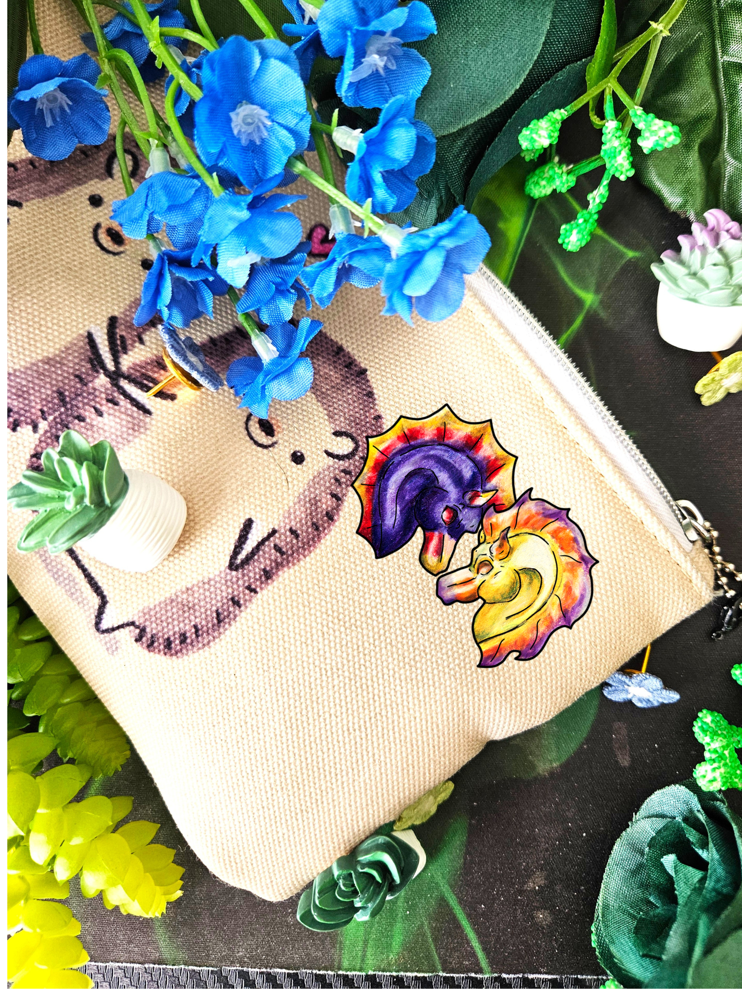 Chibi Dual Hippocampus – Dual Ocean Fantasy Art – Hippocampus Pair- Shrink Pin 4pk