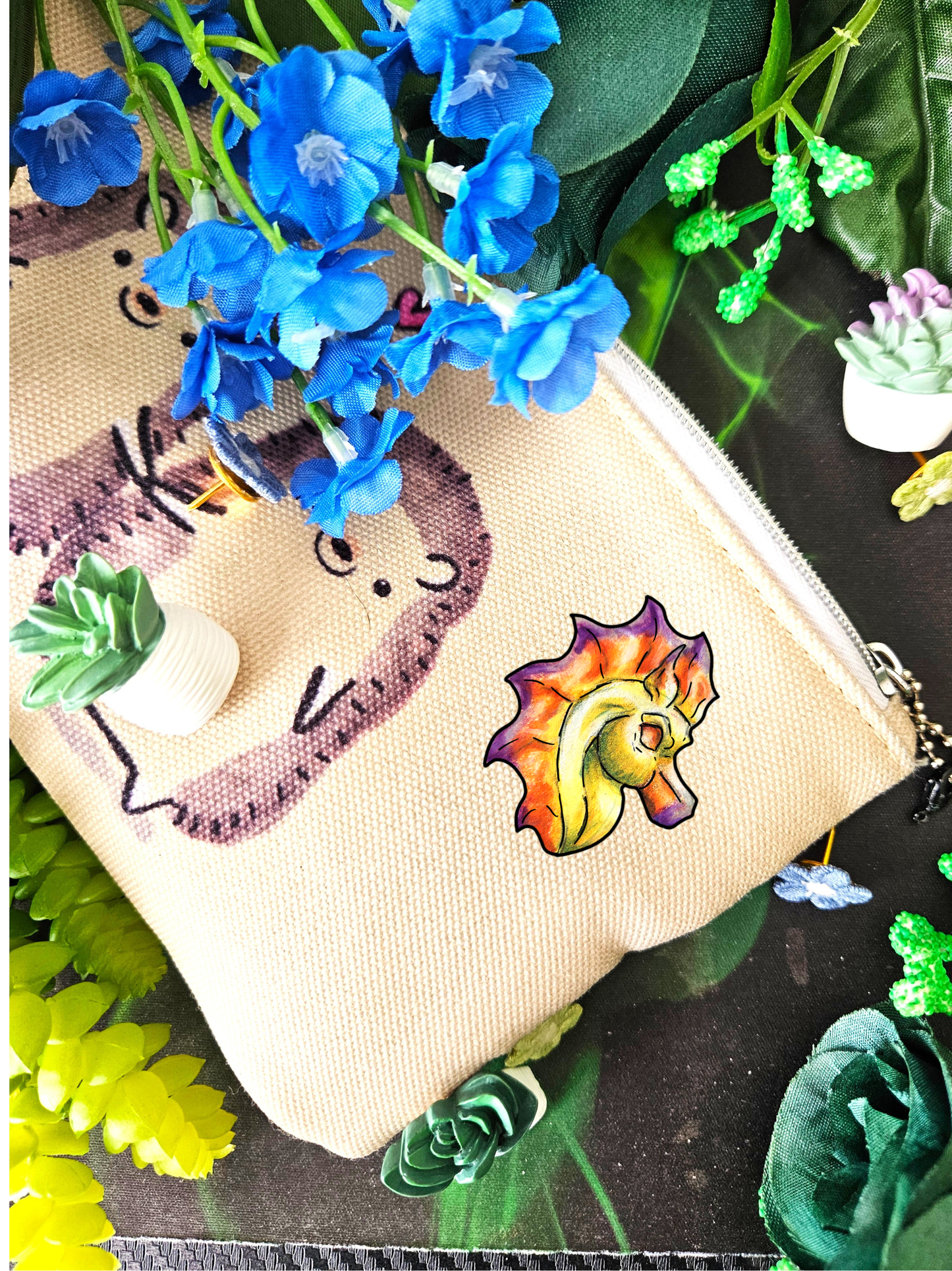 Chibi Sunrise Hippocampus – Golden Ocean Fantasy Art – Warm Fantasy Sea Creature Art- Shrink Pin 4pk