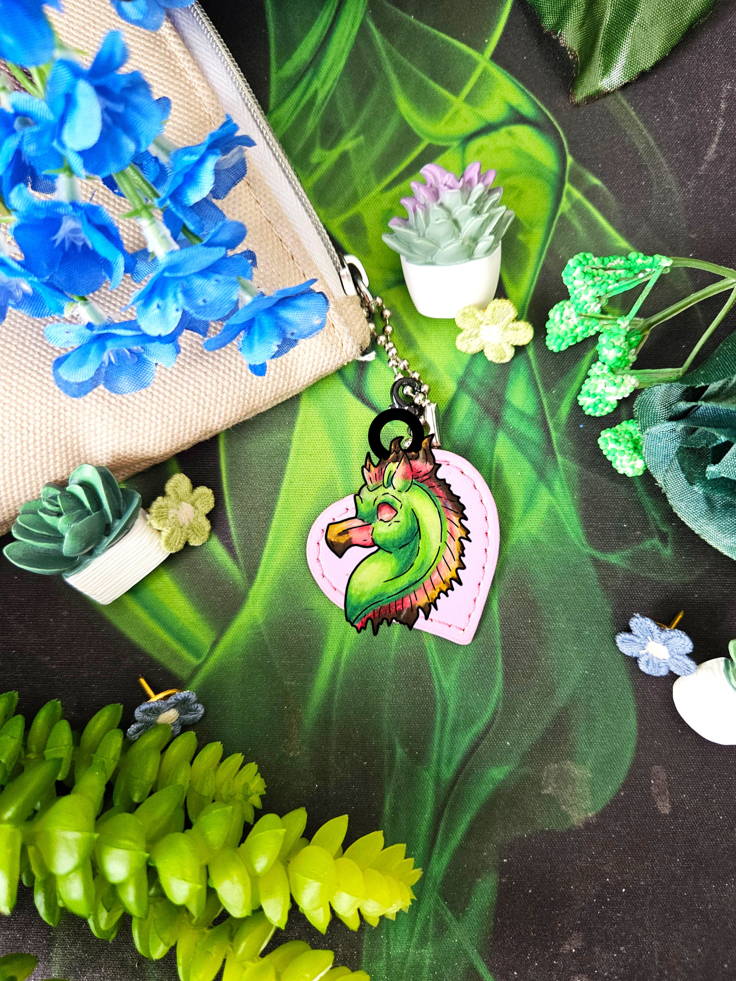Chibi Spring Dragon- Fantasy Nature- Mythical Creature- Forest Guardian Art - Dragon Lover Gift- Shrink Charm 3pk