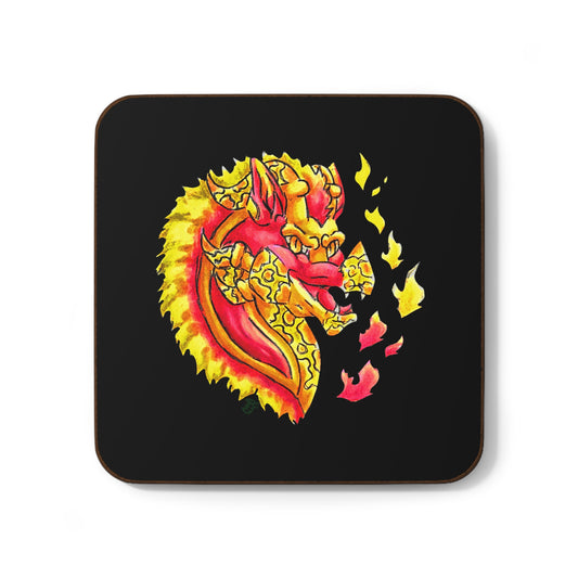 Cutesy Fire Dragon Hardboard Back Coaster