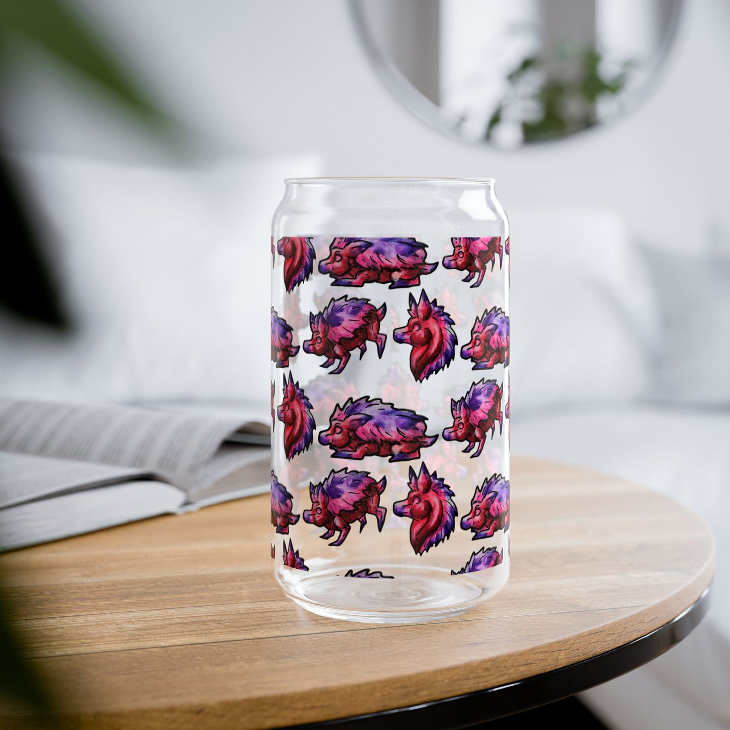 Chibi Azalea the Hedgehog-Pattern- Chibi Hedgehog- Cute Animal - Glass Tumbler 16oz