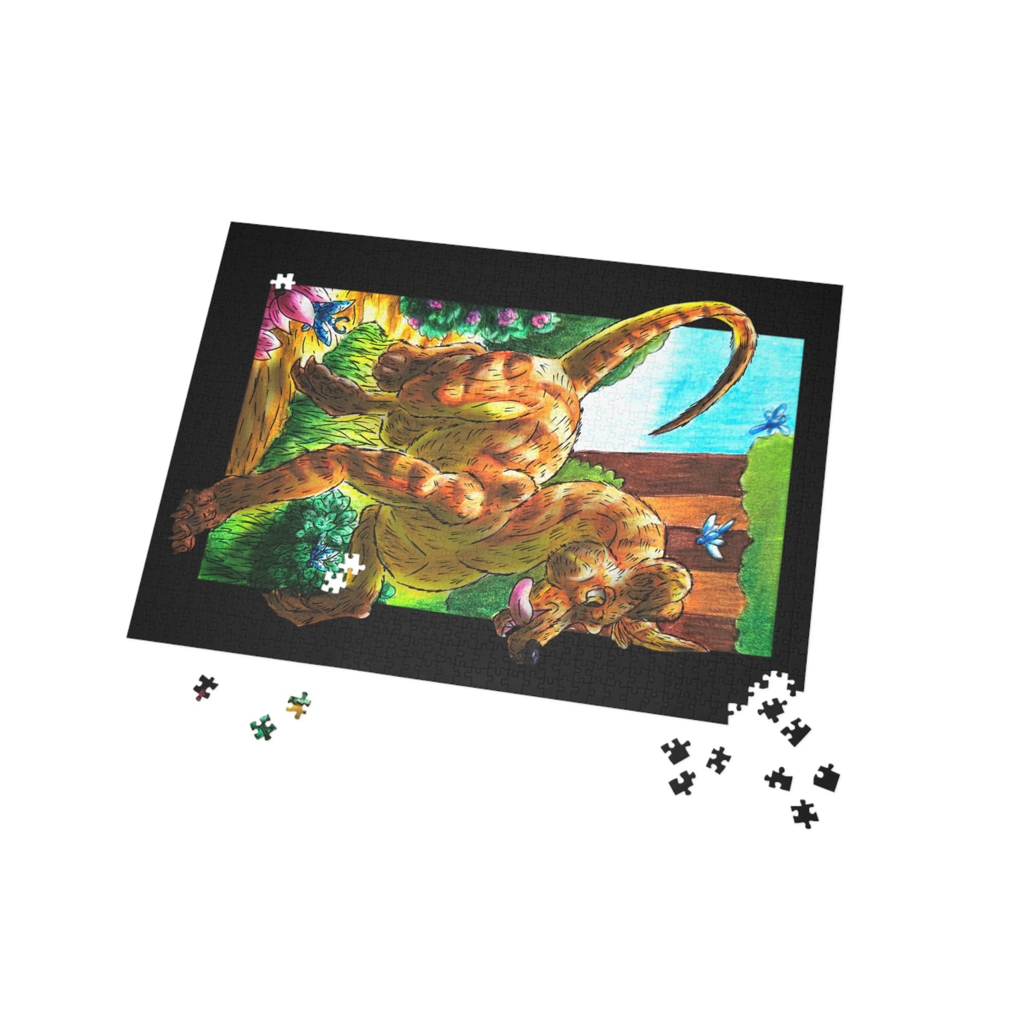 Caenin - Orange Dog – Warm Fantasy Dog Art – Fantasy Creature Decor – Dog Lover Gift - 1000pc Puzzle