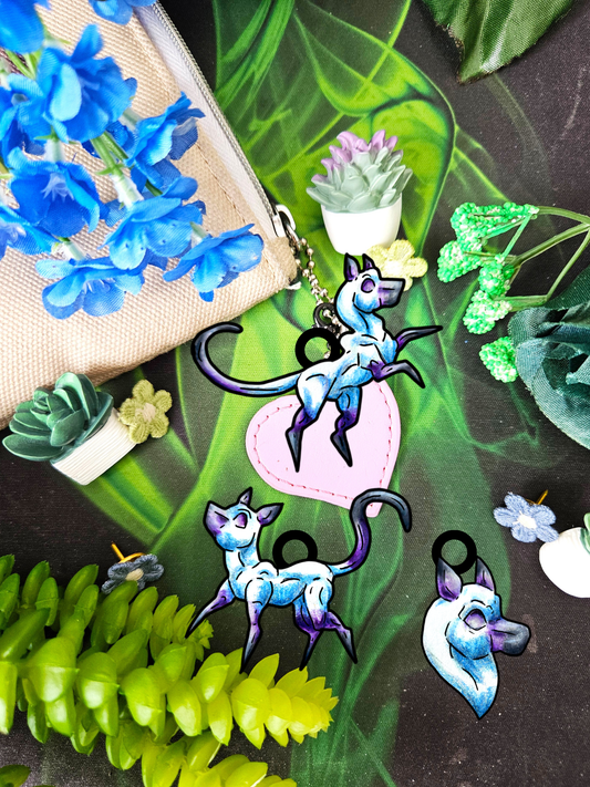 Chibi Slictine the Cat- Fantasy Cat- Cute Creature Art- Nature Animal- 3pk Charms