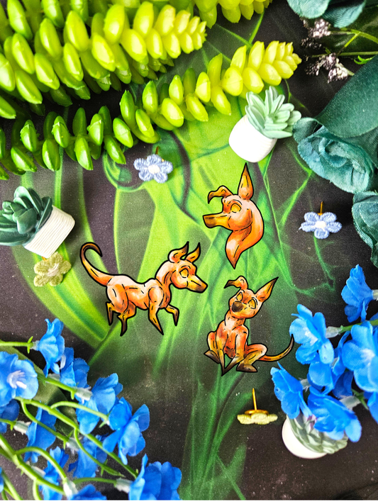 Caenin the Dog- Chibi Orange Dog – Warm Fantasy Dog Art – Fantasy Creature Decor – Dog Lover Gift - Sticker Pack