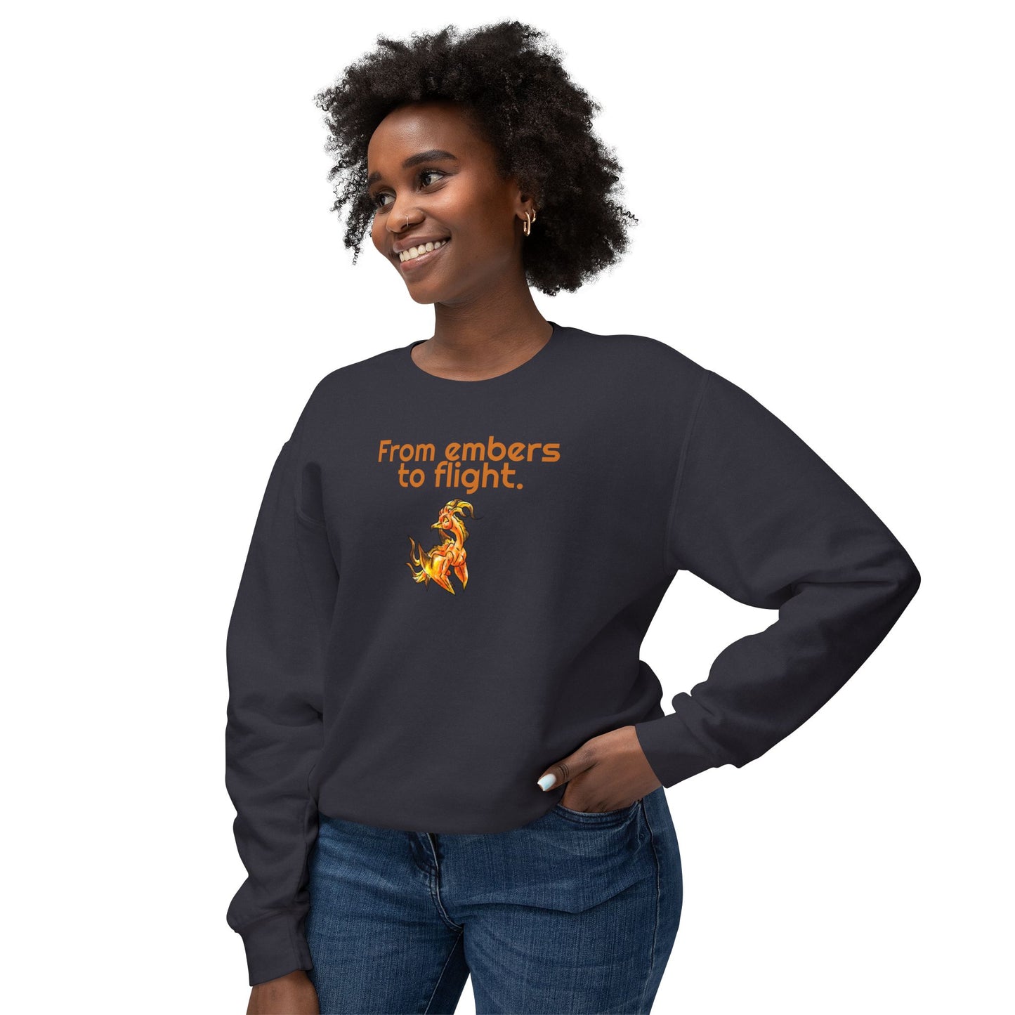Chibi Cayene the Pheonix- Embers- Fantasy Bird Illustration- Majestic Phoenix- Crewneck
