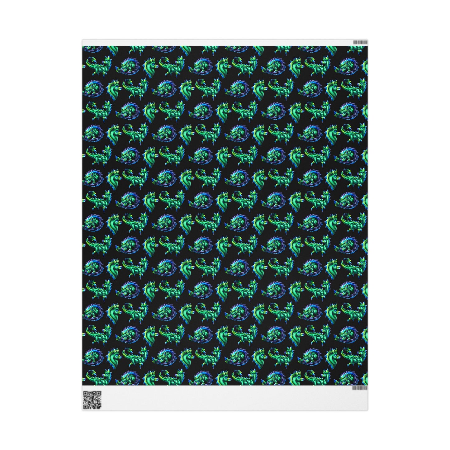 Chibi Arlathia the Hedgehog- Pattern- Green Creature Drawing - Cute Animal Illustration- Gift Wrap