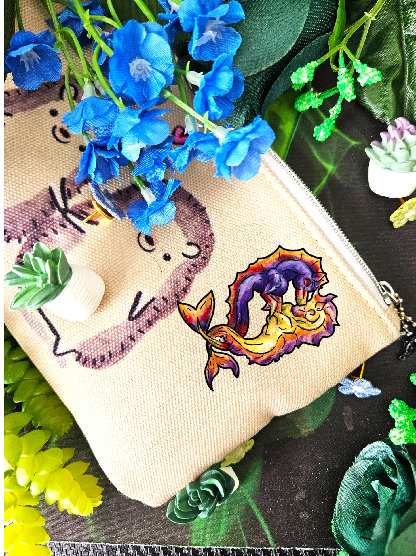Chibi Dual Hippocampus – Dual Ocean Fantasy Art – Hippocampus Pair- Shrink Pin 4pk