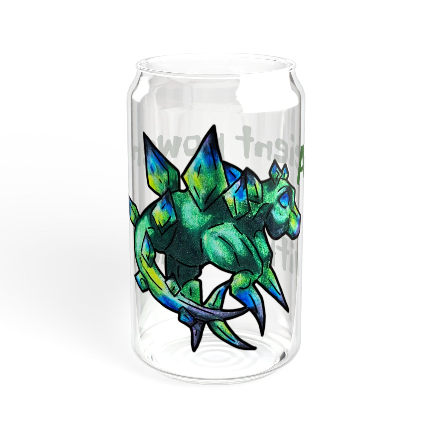Chibi Arith the Stegosaurus-Ancient Power- Chibi Dinosaur Art- Prehistoric Creature- Glass Tumbler 16oz