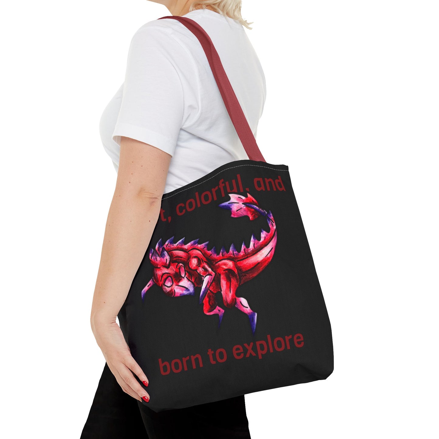 Chibi Mehr the Garudimimus- Feathered Dino- Prehistoric Dinosaur- Two-toned Tote Bag