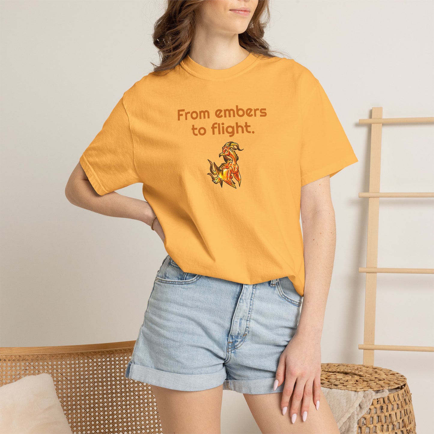 Chibi Cayene the Pheonix- Embers- Fantasy Bird Illustration- Majestic Phoenix- T-shirt