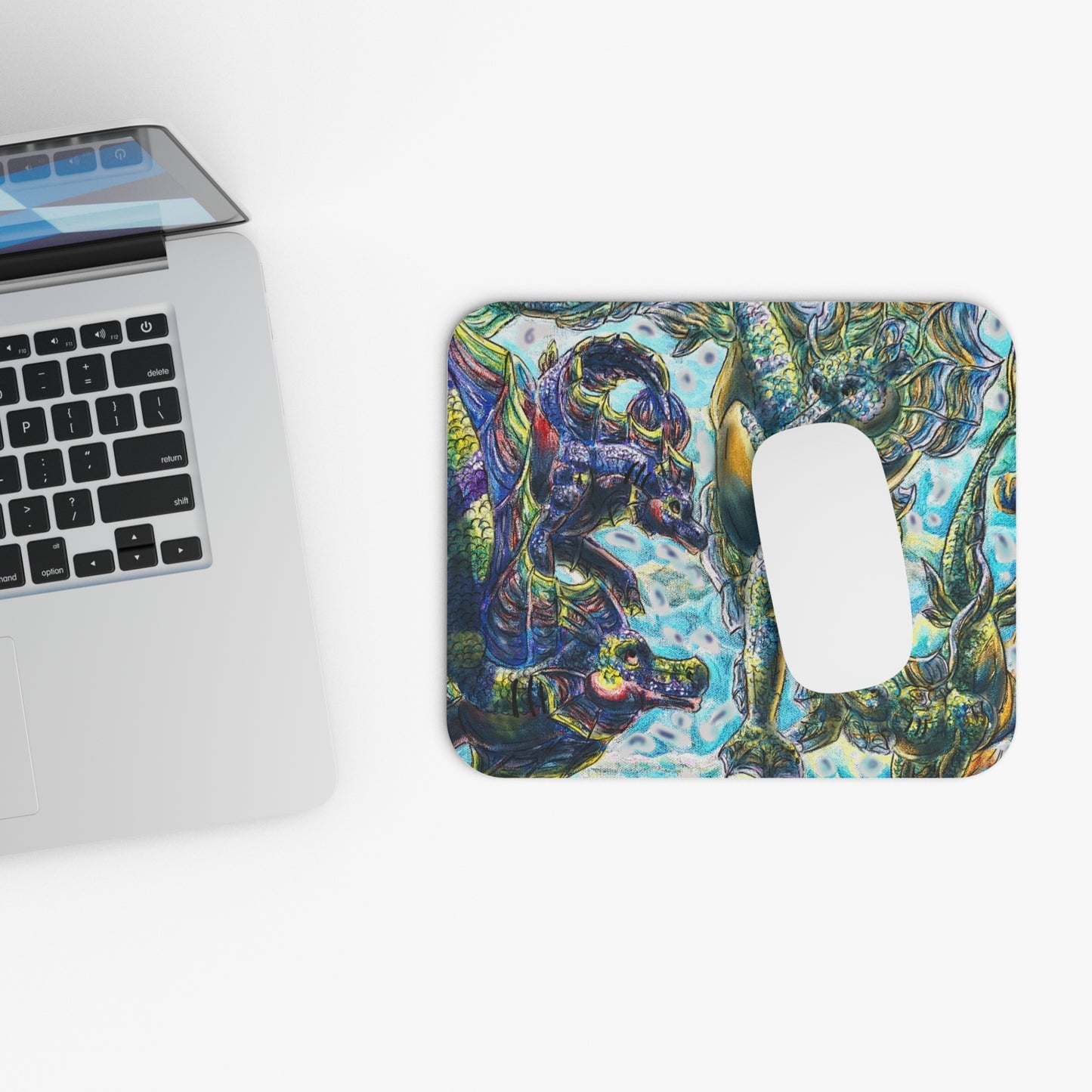 Dual Hippocampus – Dual Ocean Fantasy Art – Hippocampus Pair-Mouse Pad