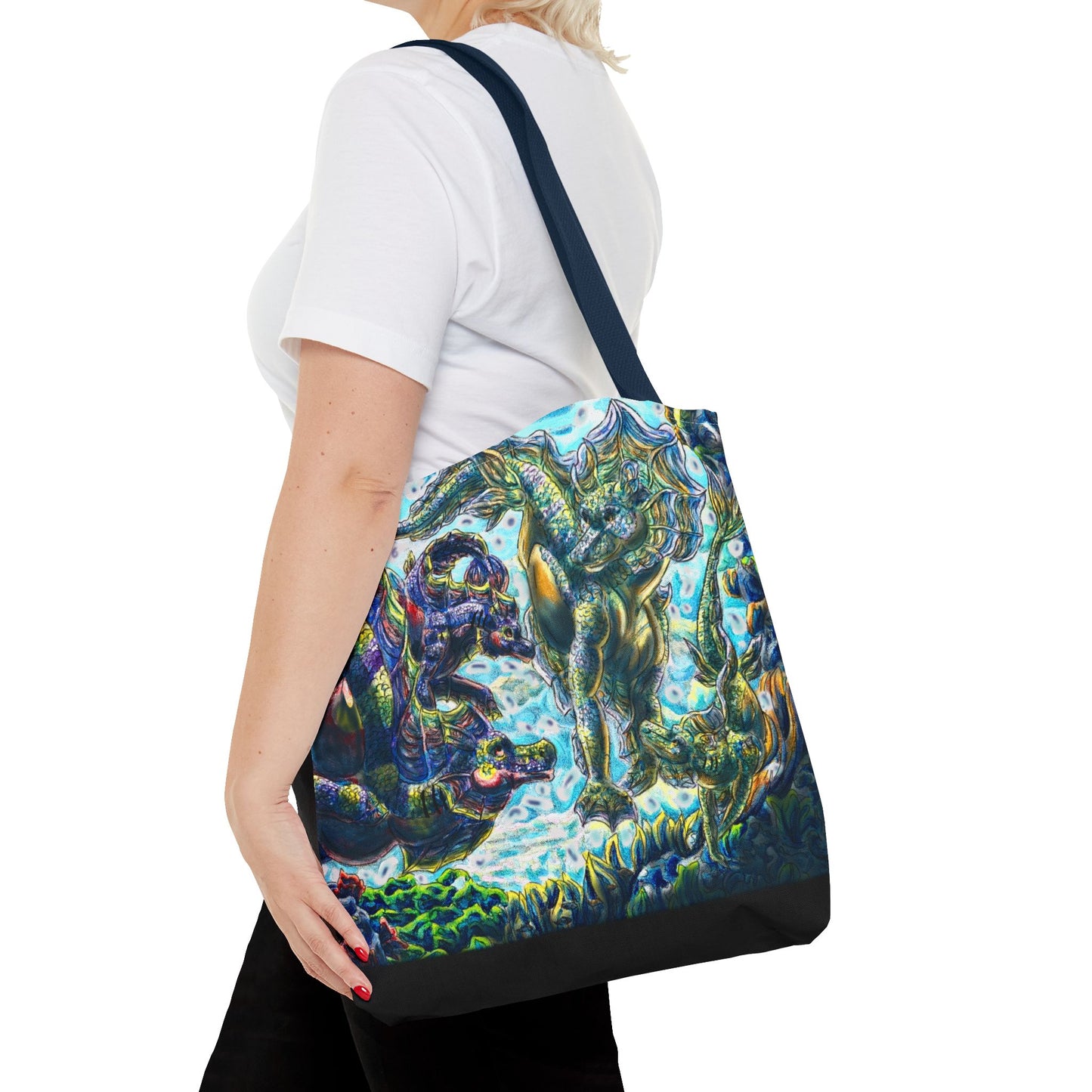 Dual Hippocampus – Dual Ocean Fantasy Art – Hippocampus Pair- Two-Toned Tote