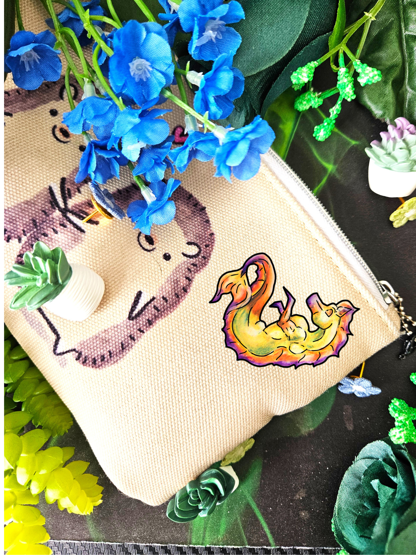 Chibi Sunrise Hippocampus – Golden Ocean Fantasy Art – Warm Fantasy Sea Creature Art- Shrink Pin 4pk