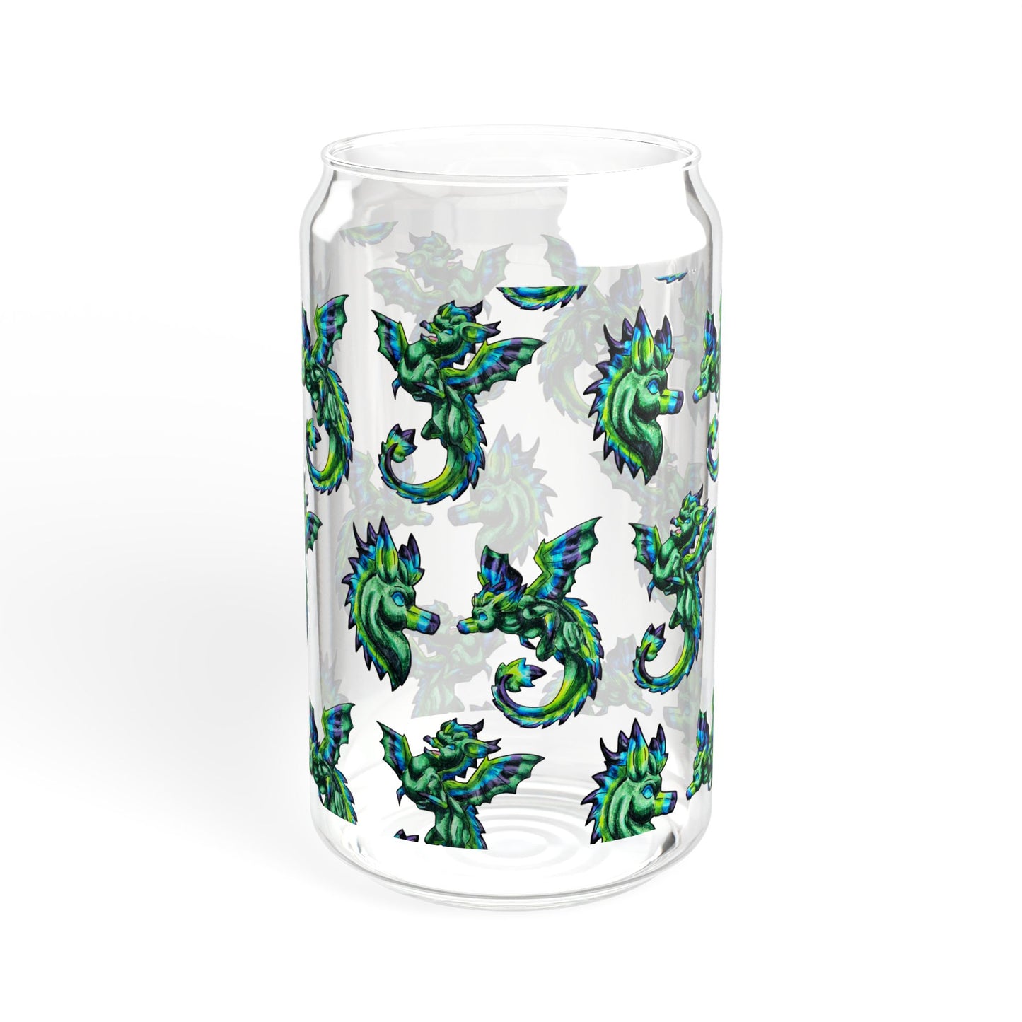 Arlith- Emerald Chibi Dragon –  Aggressive Green Fantasy Chibi Dragon Art – Dragon Pattern – Mythical Creature– Dragon Lover Gift Sipper Glass, 16oz