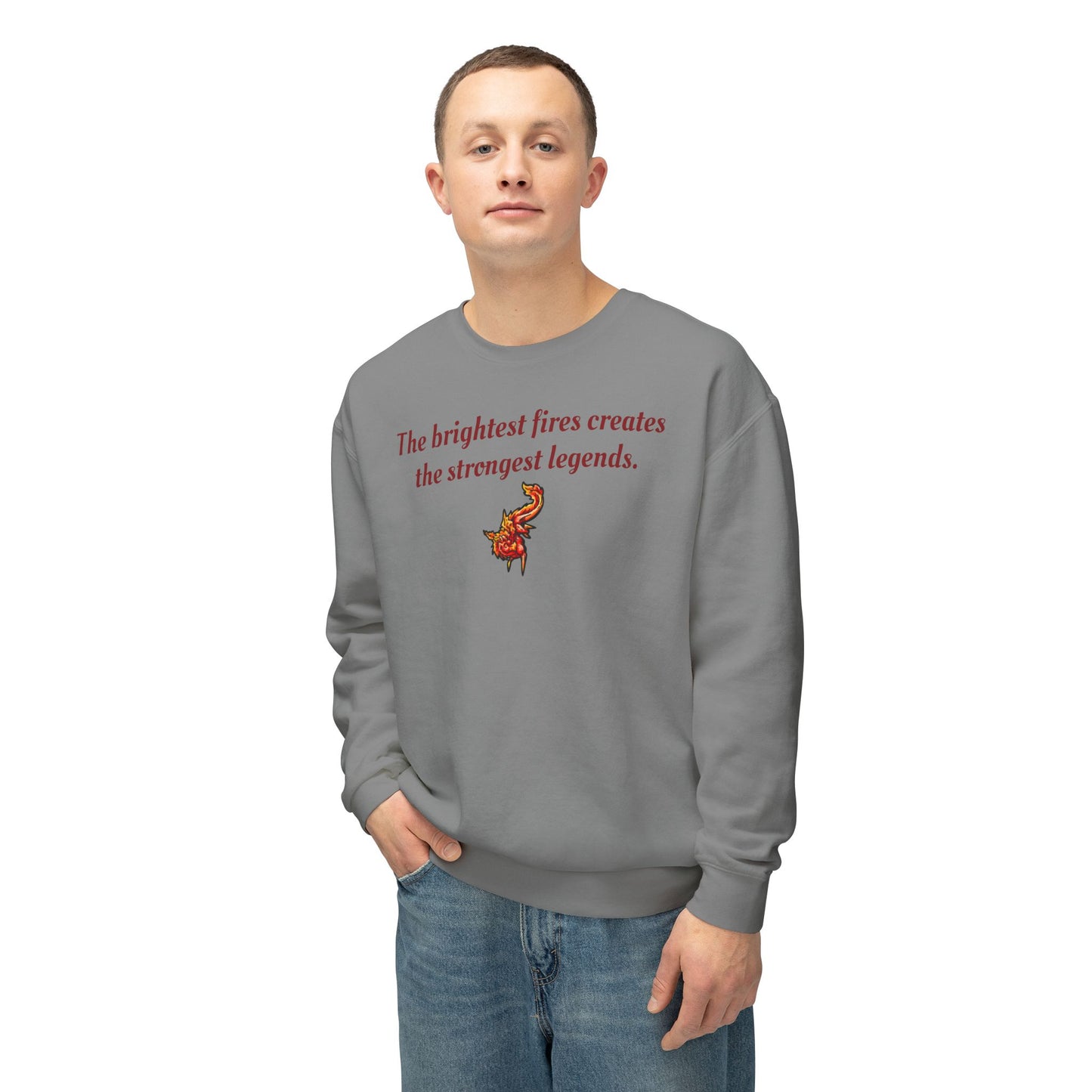 Chibi Fire Dragon- Strongest Legends-Elemental- Fantasy Dragon- Crewneck