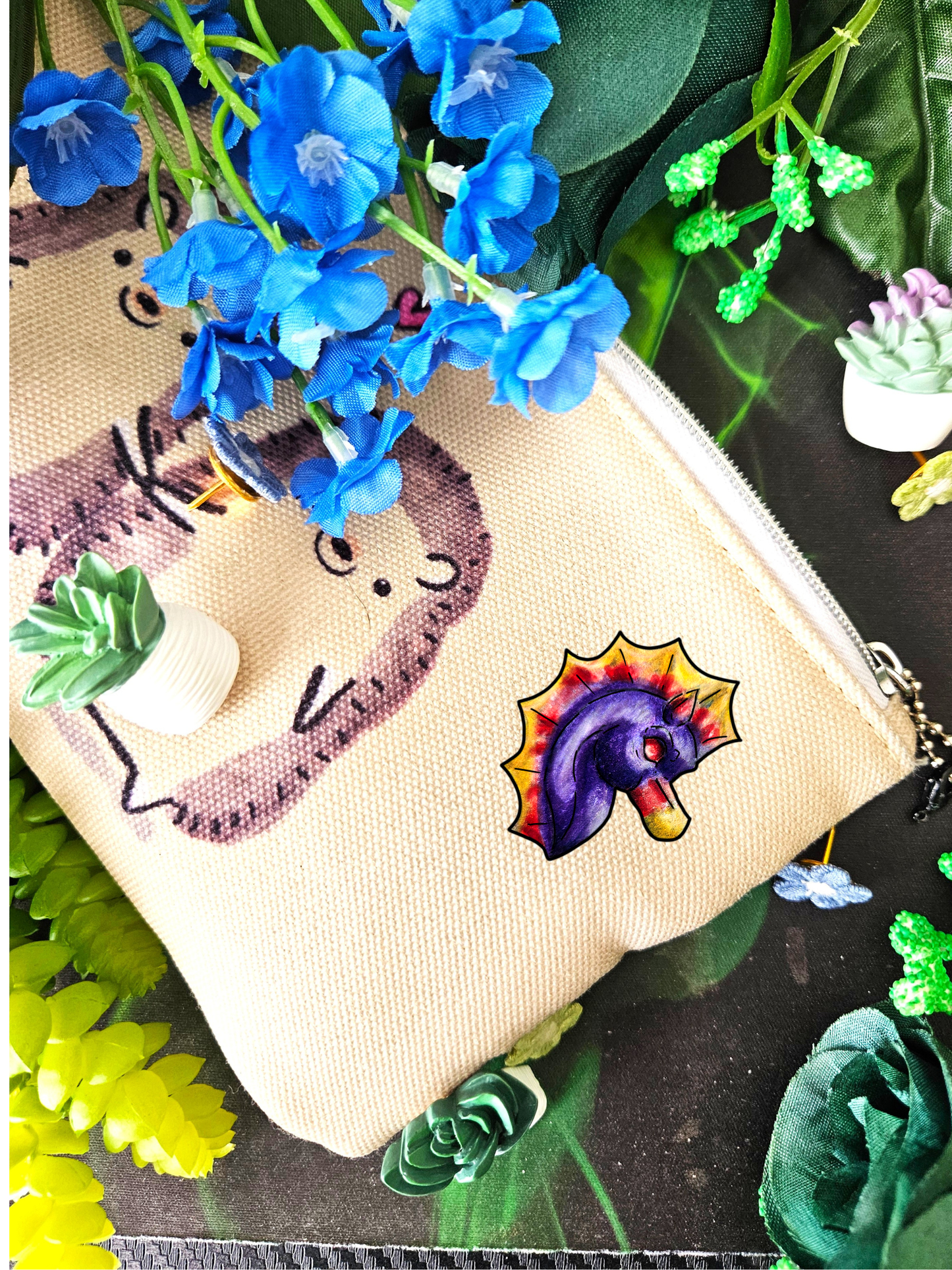 Chibi Sunset Hippocampus- Vibrant Ocean Fantasy Art- Marine Fantasy Illustration- Fantasy Ocean Art- Shrink Pin 4pk