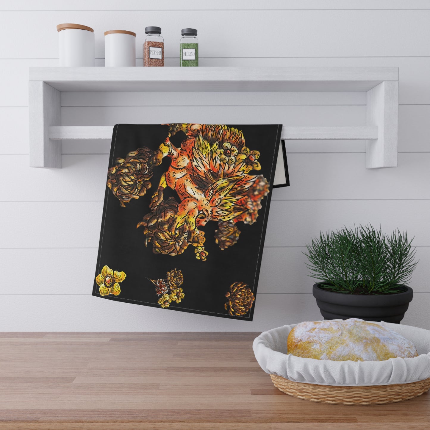 Aster the Fall Hedgehog Tea Towel
