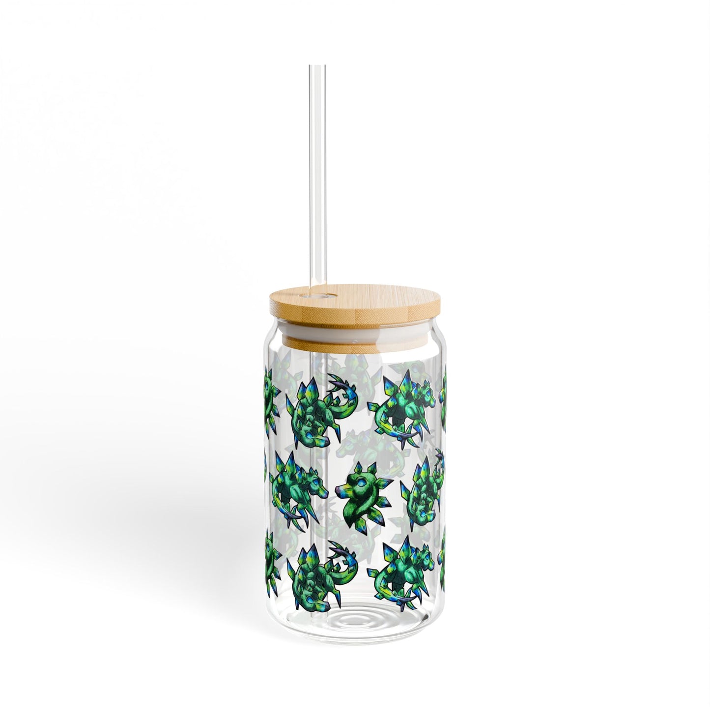 Chibi Arith the Stegosaurus Pattern- Chibi Dinosaur Art- Prehistoric Creature- Glass Tumbler 16oz