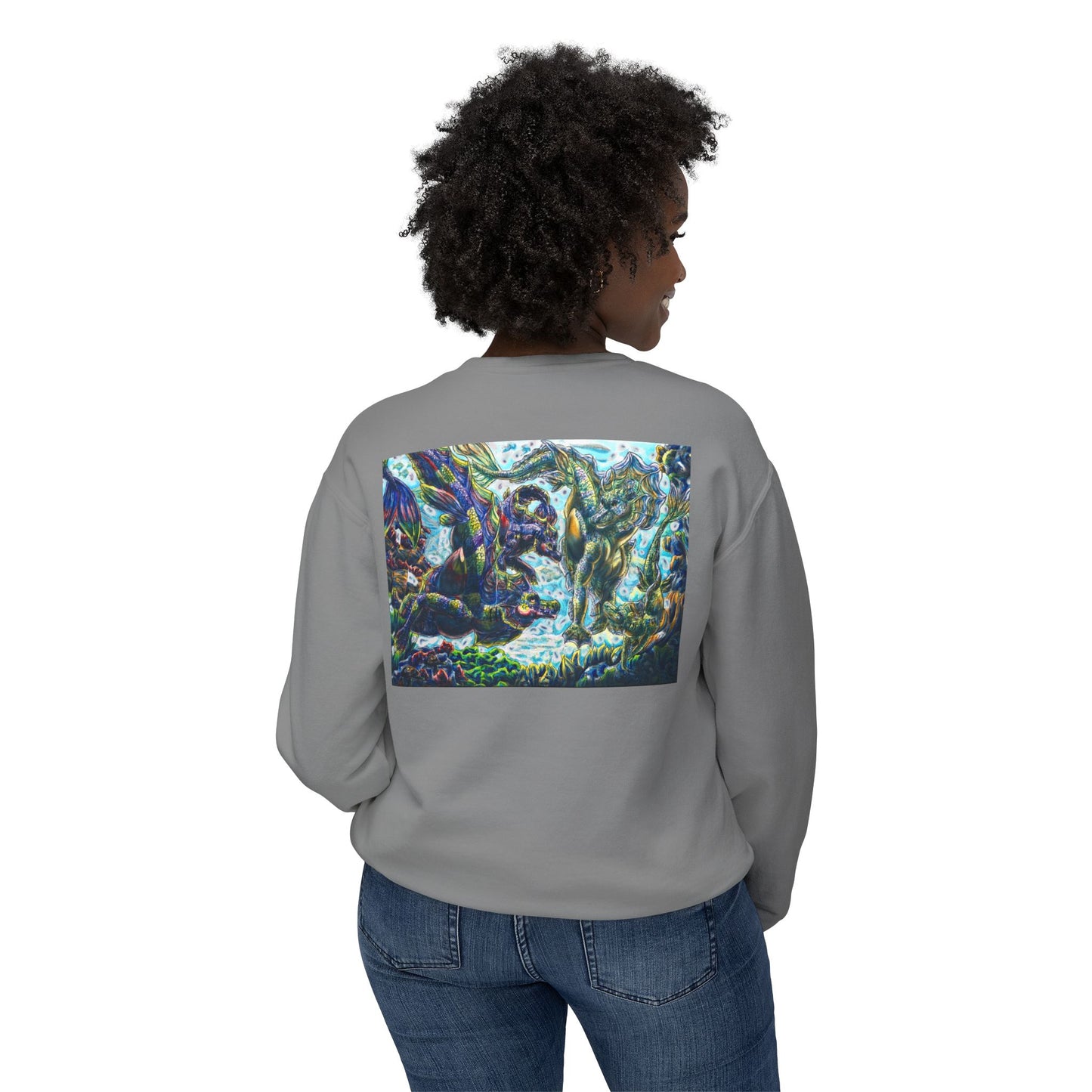 Dual Hippocampus – Dual Ocean Fantasy Art – Hippocampus Pair- Unisex Crewneck