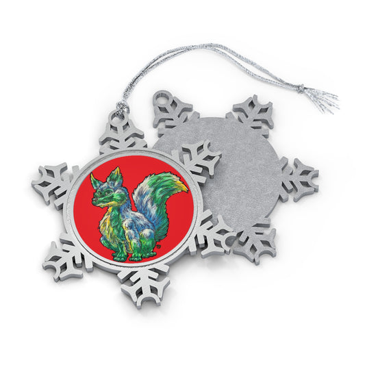 Jingle the Fox Pewter Snowflake Ornament