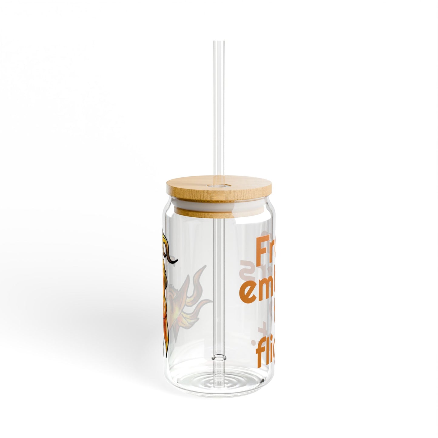 Chibi Cayene the Pheonix- Embers- Fantasy Bird Illustration- Majestic Phoenix- Glass Tumbler, 16oz