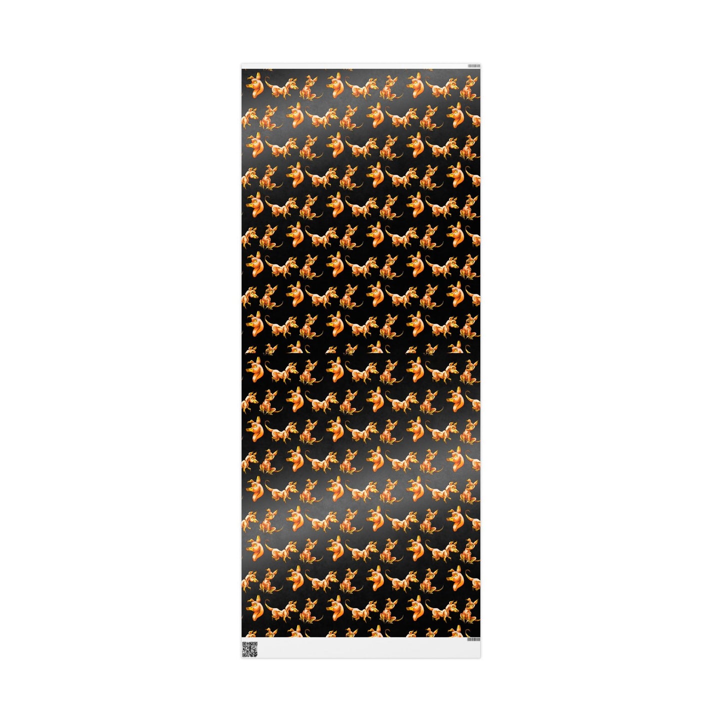 Caenin Pattern- Chibi Orange Dog – Warm Fantasy Dog Art – Pattern Gift Wrap Sheets