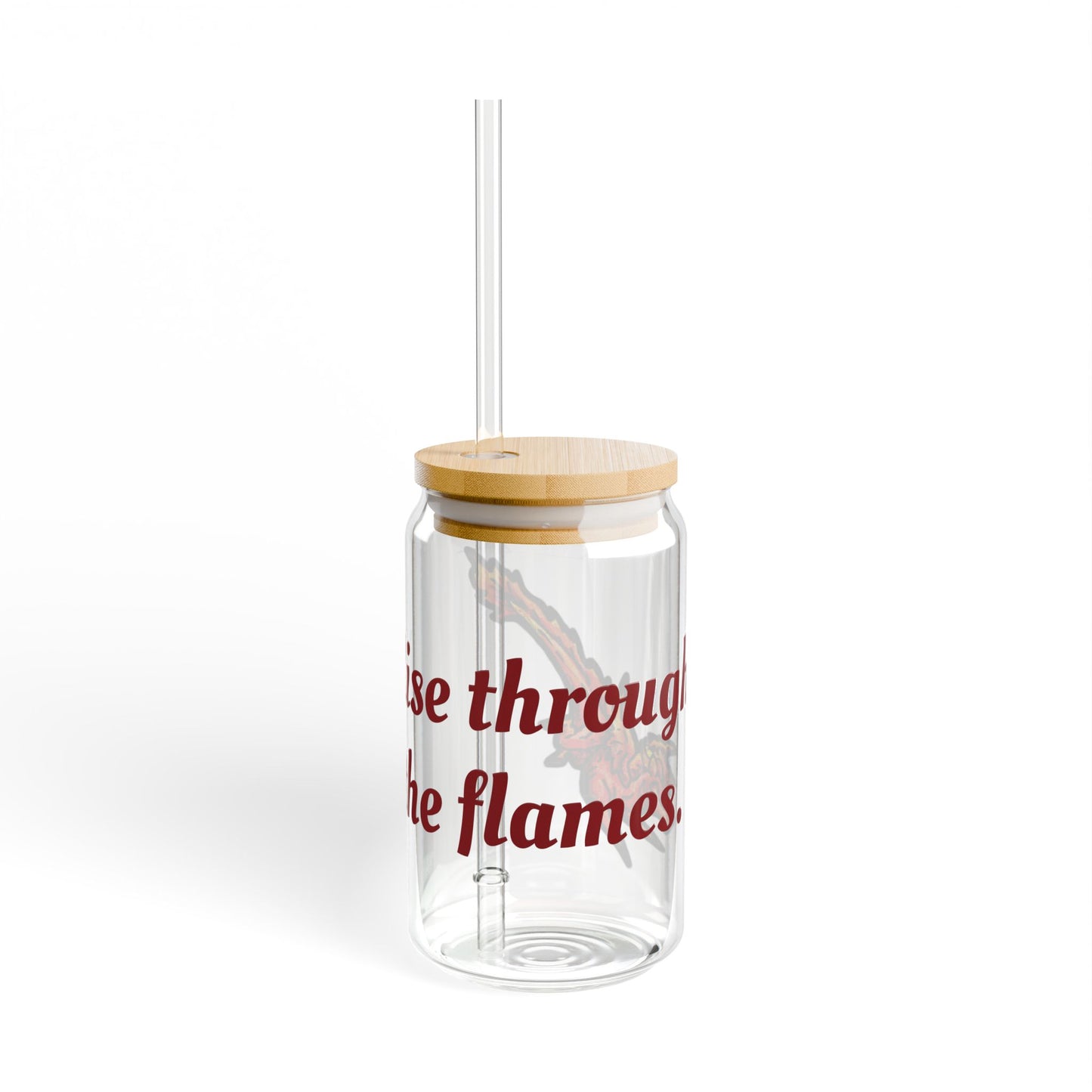 Chibi Fire Dragon- Rise- Elemental- Fantasy Dragon- Glass tumbler 16oz
