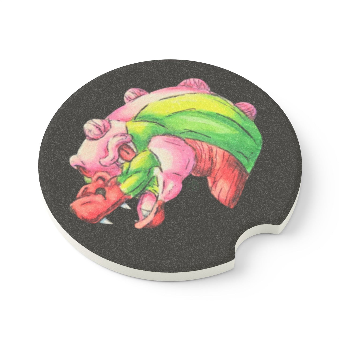 Cutesy Dimetrodon Head Soapstone Car Coaster