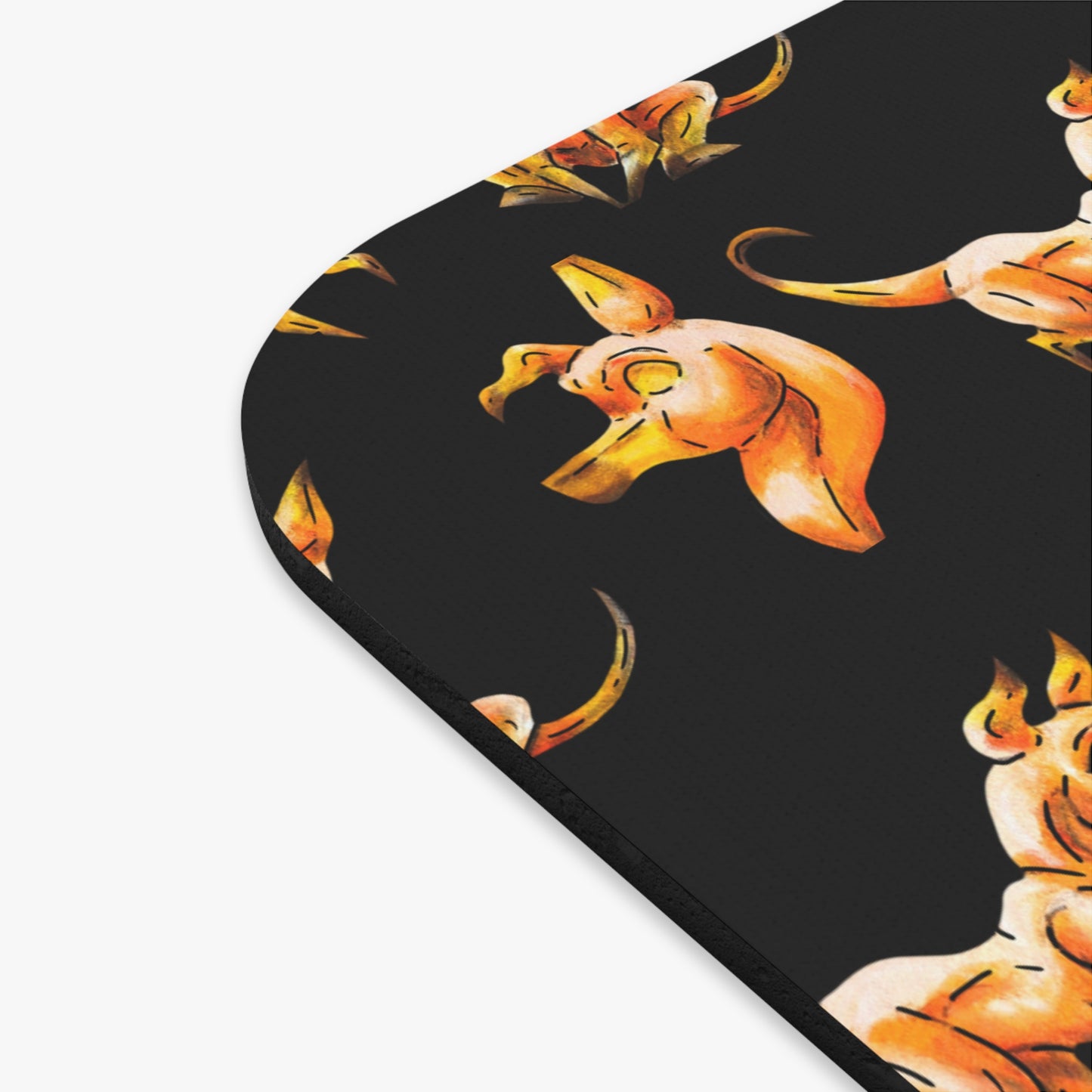 Caenin Pattern- Chibi Orange Dog – Warm Fantasy Dog Art – Fantasy Creature Decor – Dog Lover Gift Mouse Pad (Rectangle)