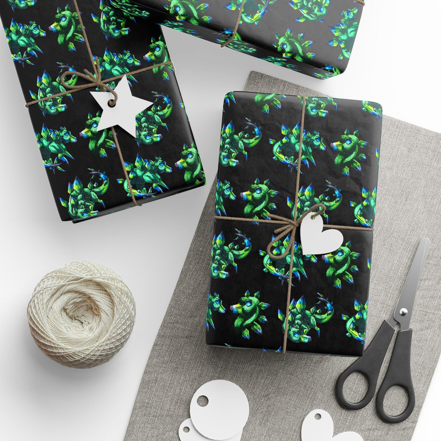 Chibi Arith the Stegosaurus Pattern - Chibi Dinosaur Art- Prehistoric Creature- Wrapping Paper