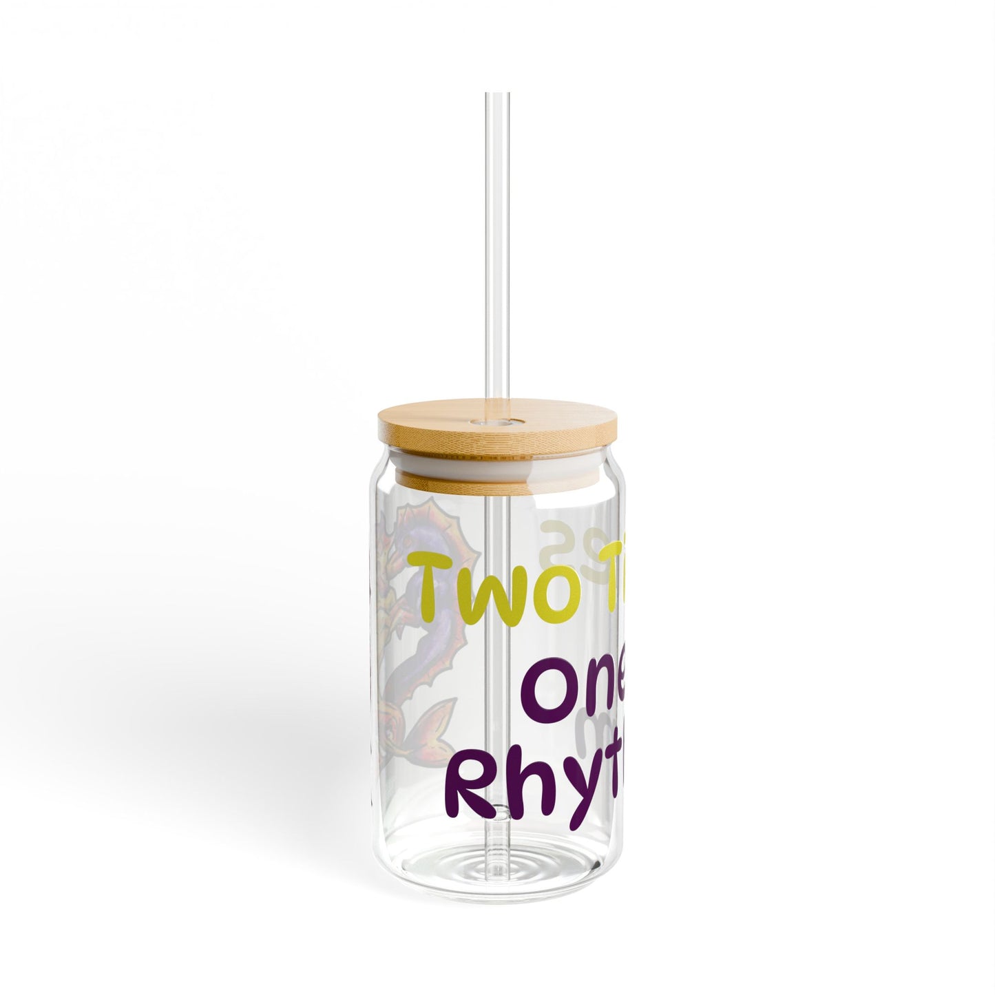 Dual Hippocampus – Two Rhythms- Dual Ocean Fantasy Art – Hippocampus Pair- Glass Tumbler 16oz