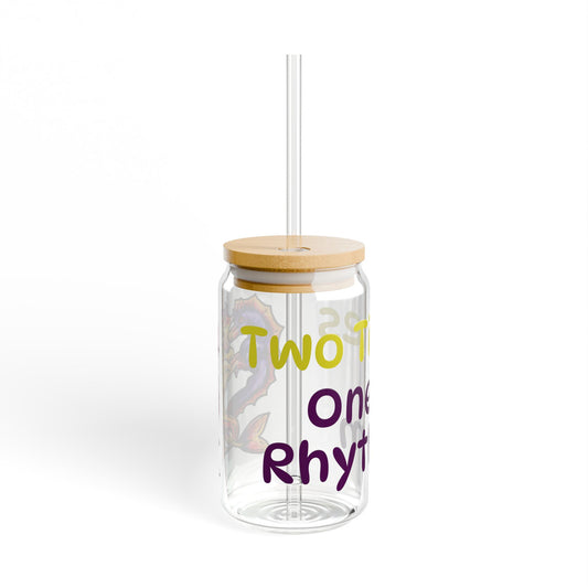 Dual Hippocampus – Two Rhythms- Dual Ocean Fantasy Art – Hippocampus Pair- Glass Tumbler 16oz