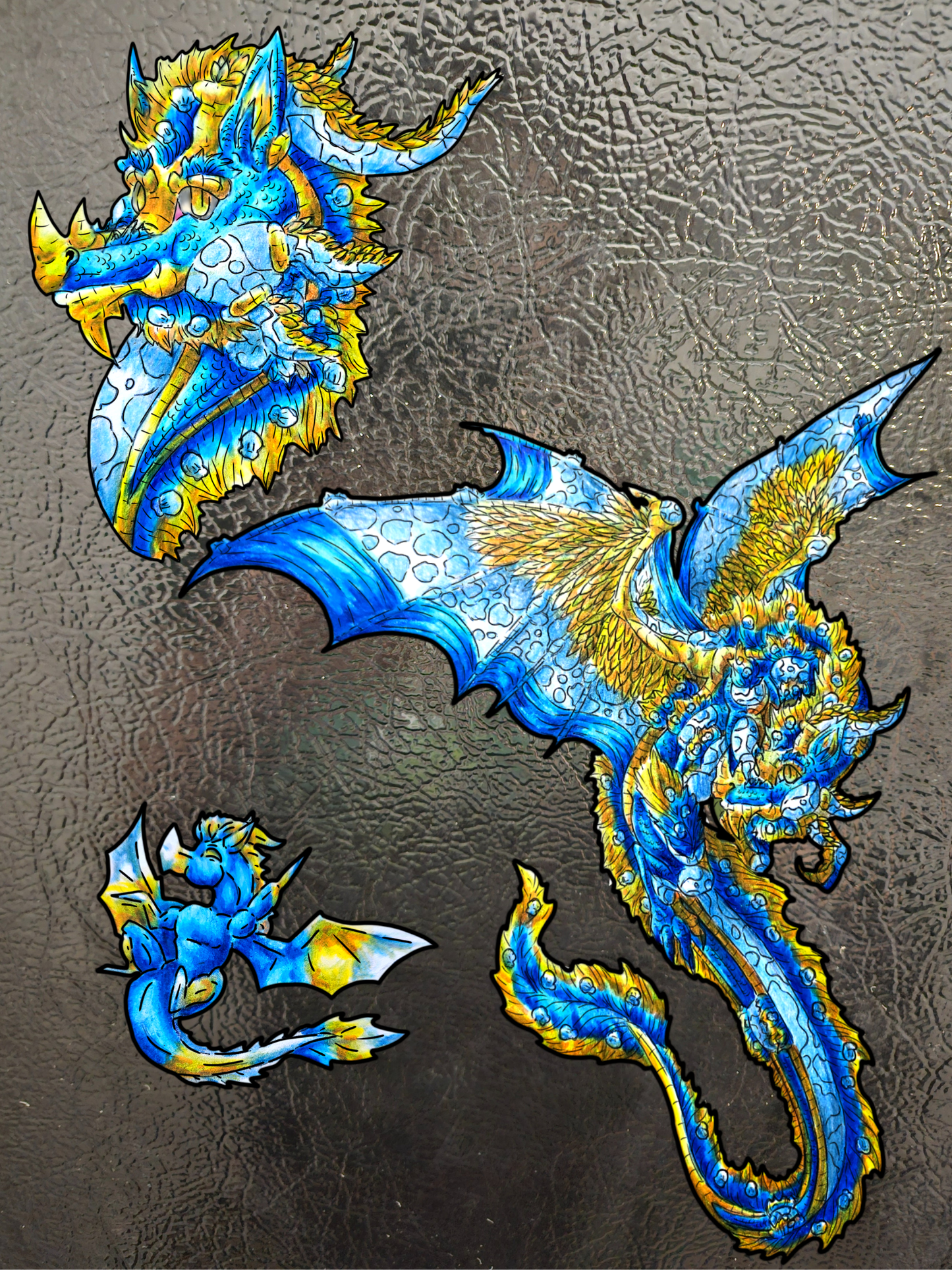 Summer Dragon- Summer Fantasy- Sunlit Tide Dragon- Magnet 3pk