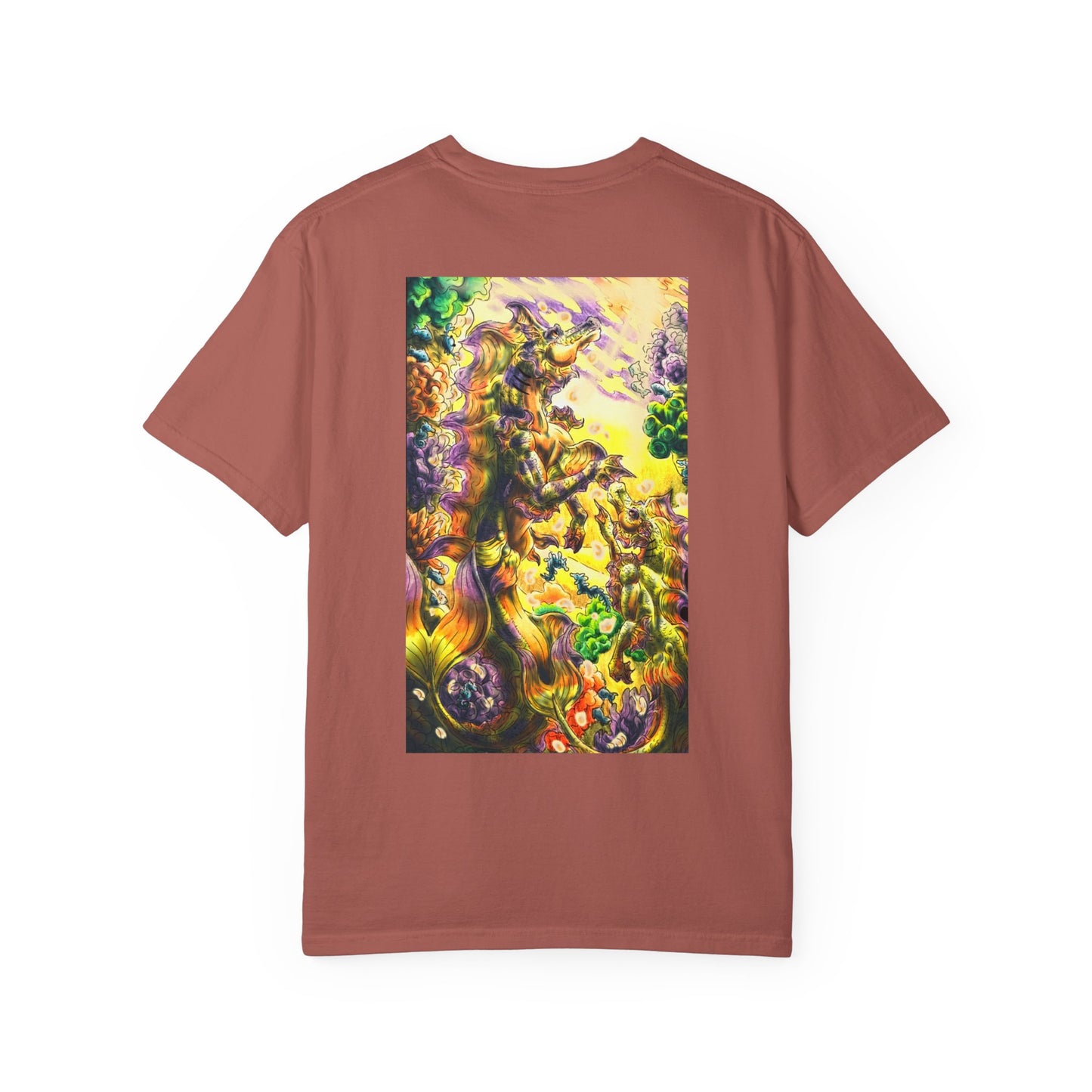 Team Sunrise Hippocampus – Golden Ocean Fantasy Art – Warm Fantasy Sea Creature Art- T-shirt