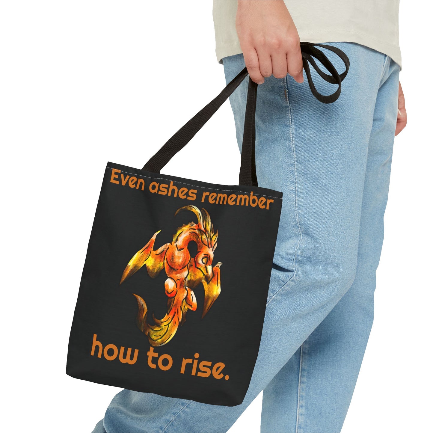 Chibi Cayene the Pheonix- Fantasy Bird Illustration- Majestic Phoenix- Two-toned Tote Bag