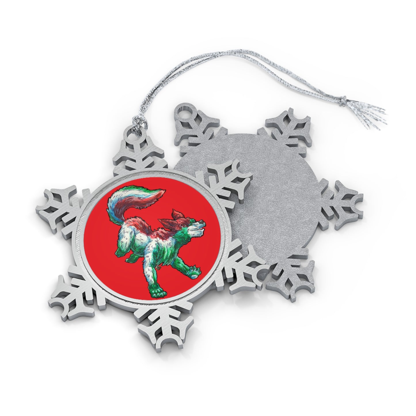 Jolly the She-Wolf Pewter Snowflake Ornament