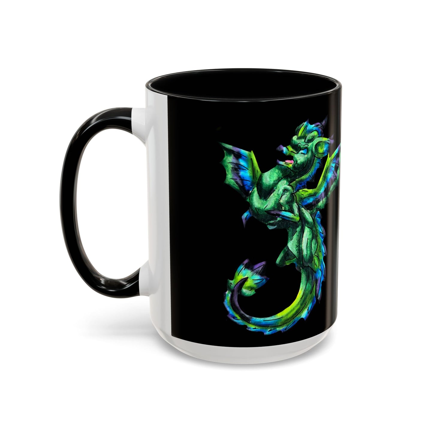 Arlith- Emerald Chibi Dragon – Aggressive Green Fantasy Chibi Dragon– Born Feral Mug – Mythical Creature– Dragon Lover Gift Coffee Mug