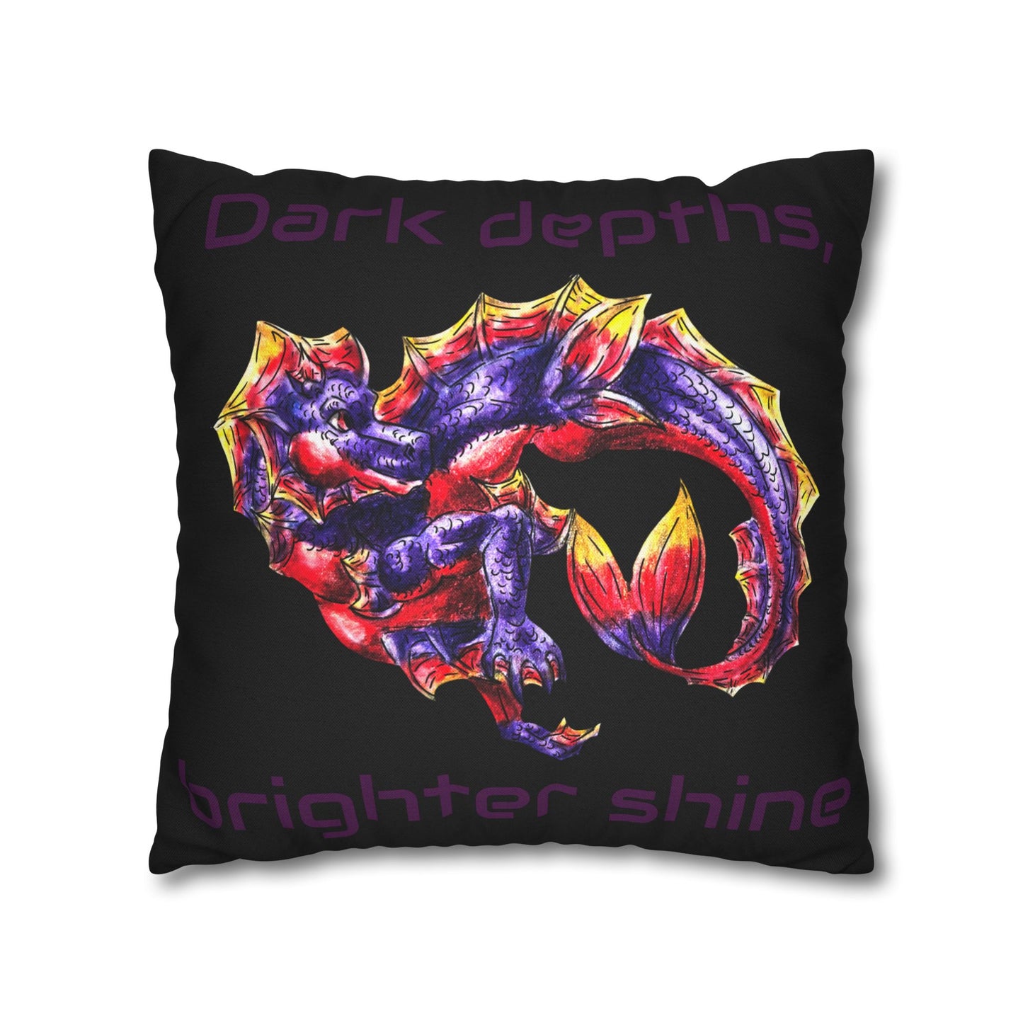 Sunset Hippocampus- Vibrant Ocean Fantasy Art- Marine Fantasy Illustration- Fantasy Ocean Art- Double-Sided Pillow Case