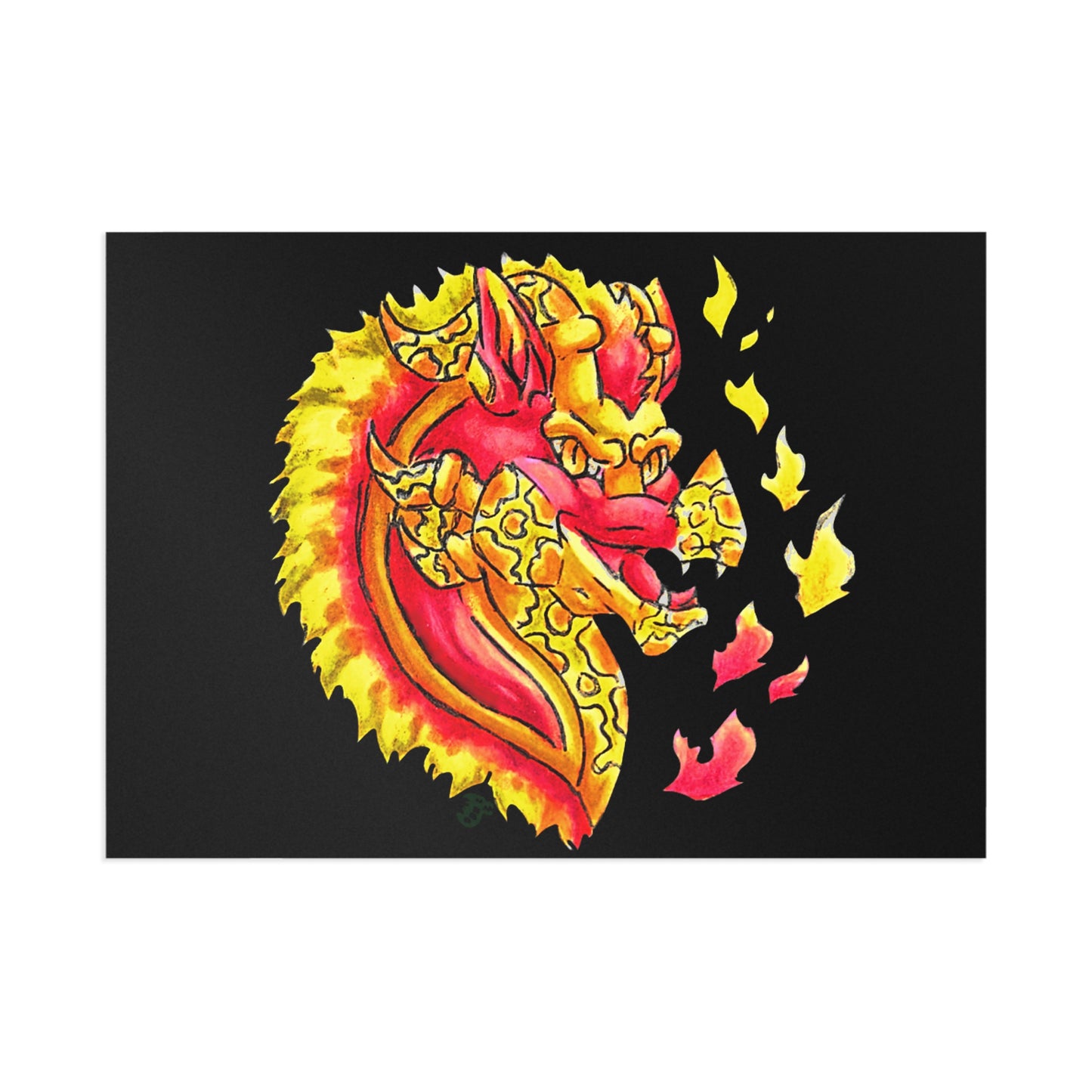 Cutesy Fire Dragon Head of Fine Art Postcards