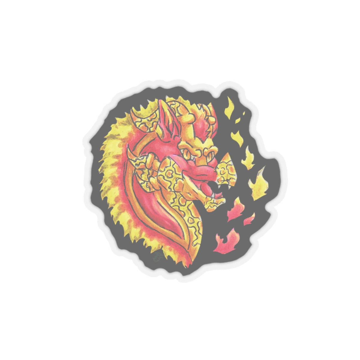 Cutesy Fire Dragon Head Kiss-Cut Stickers