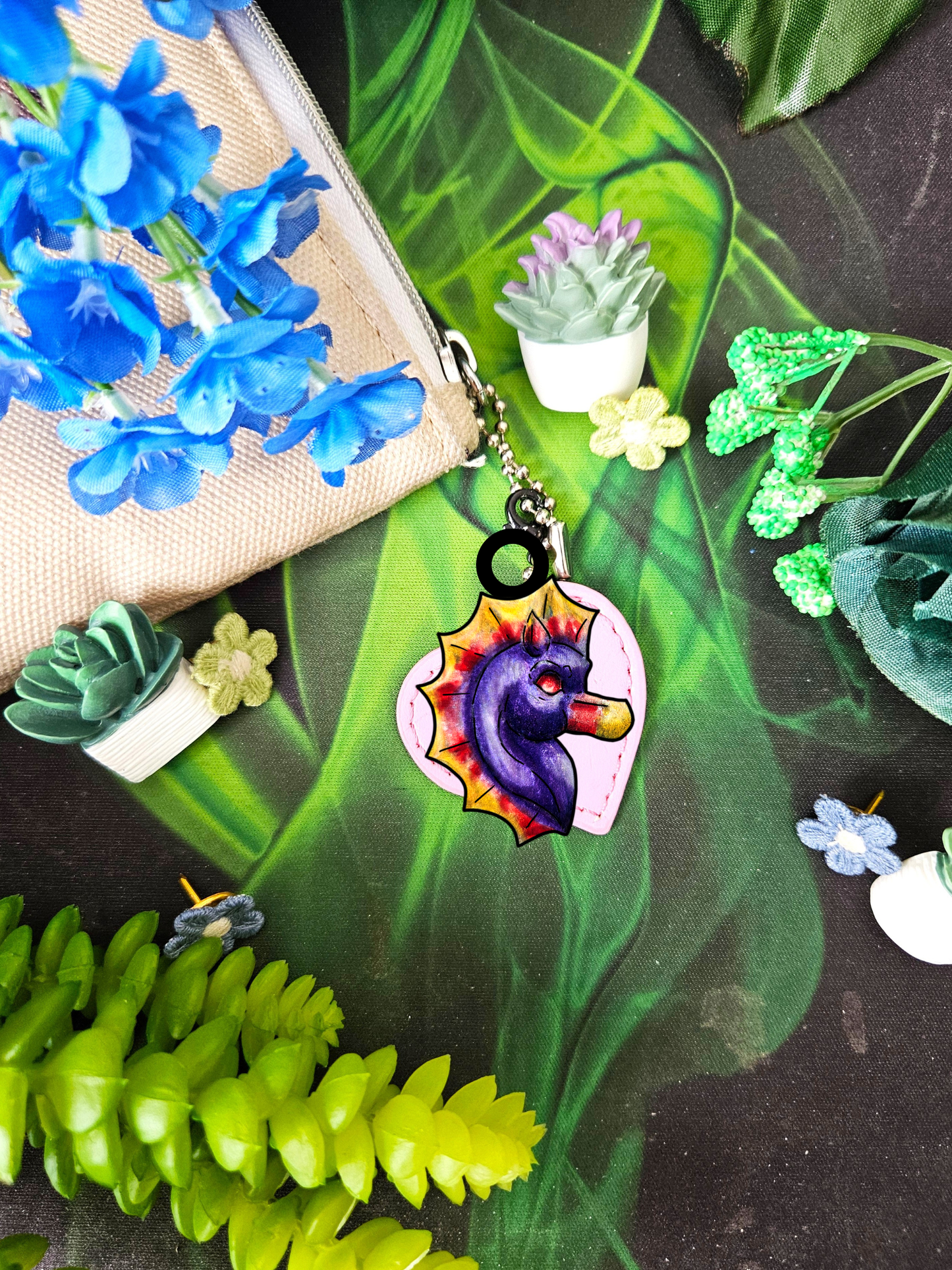 Chibi Sunset Hippocampus- Vibrant Ocean Fantasy Art- Marine Fantasy Illustration- Fantasy Ocean Art- Shrink Charms 4pk